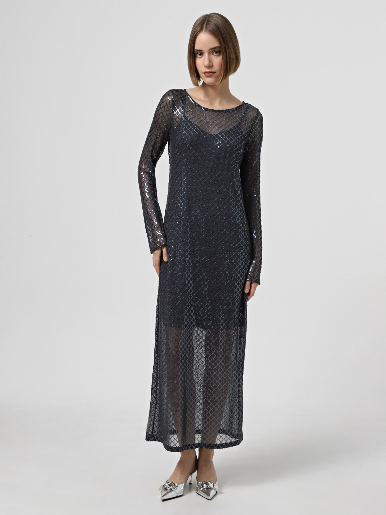 Платье макси Vero Moda модель 10316881_Asphalt Фото