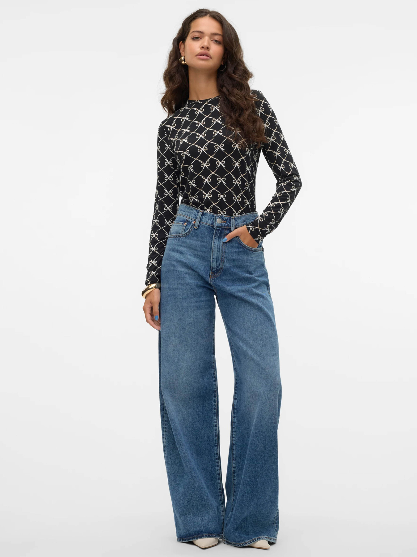 Широкі джинси Vero Moda модель 10319088_Medium Blue Denim Фото