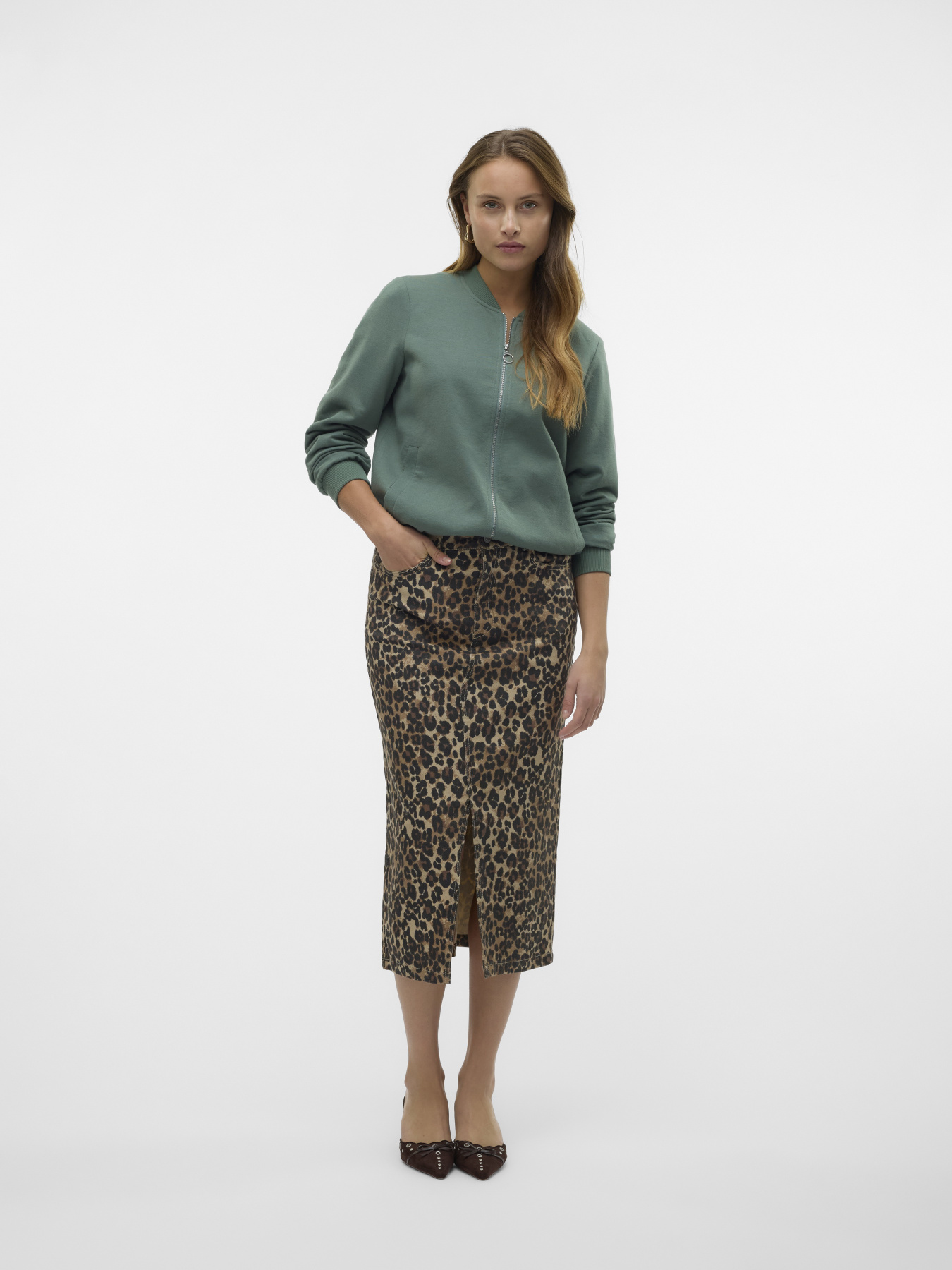 Джинсовая юбка Vero Moda модель 10329339_Tigers Eye LEOPARD Фото