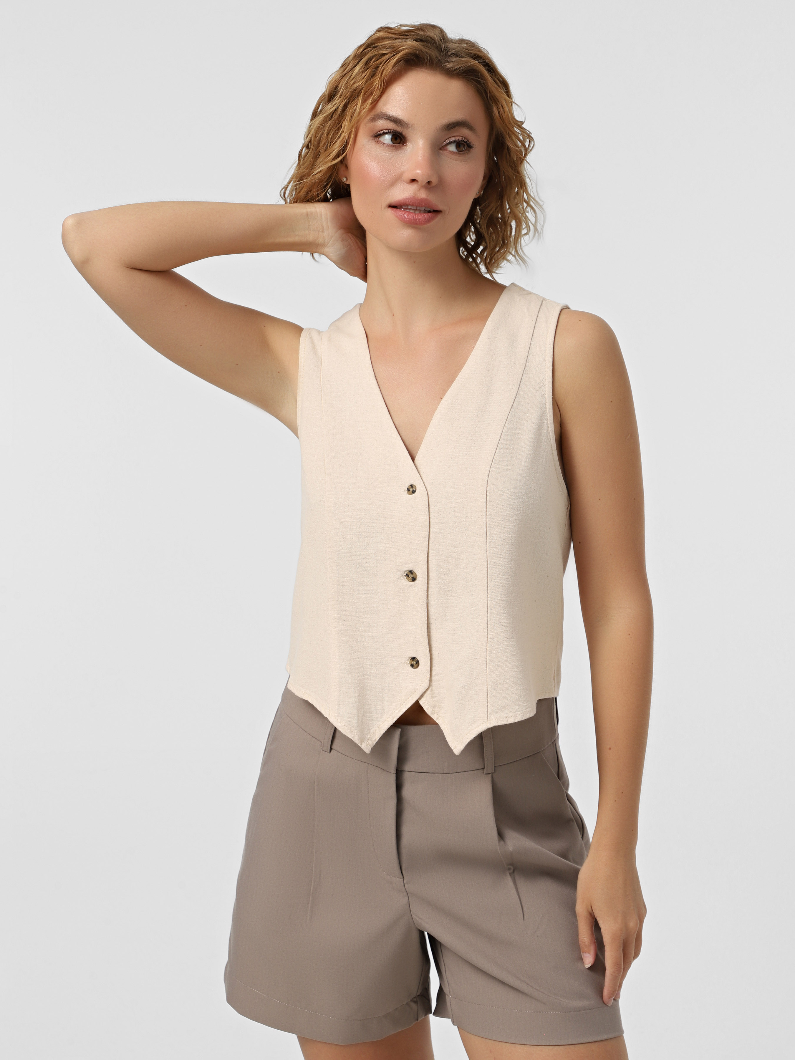 Жіночий Класичний жилет Vero Moda  (VMW593) колір молочний, матеріал льон/віскоза Vero Moda - купити в Україні