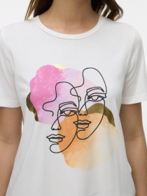 Футболка Vero Moda модель 10333772_Snow White PINK & ORANGE F Фото