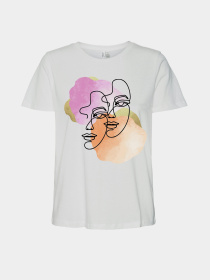 Футболка Vero Moda модель 10333772_Snow White PINK & ORANGE F Фото