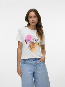 Футболка Vero Moda модель 10333772_Snow White PINK & ORANGE F Фото