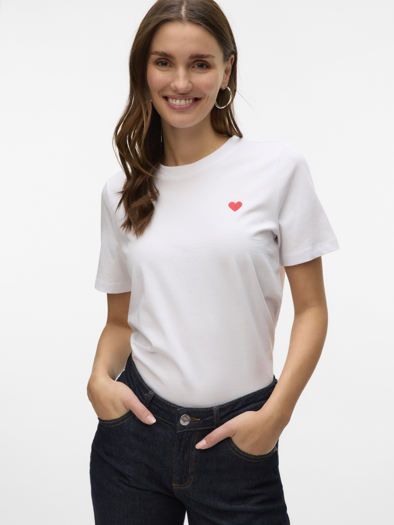 Футболка Vero Moda модель 10316991_Bright White Red Heart Футболка Vero Moda модель 10316991_Bright White Red Heart Фото