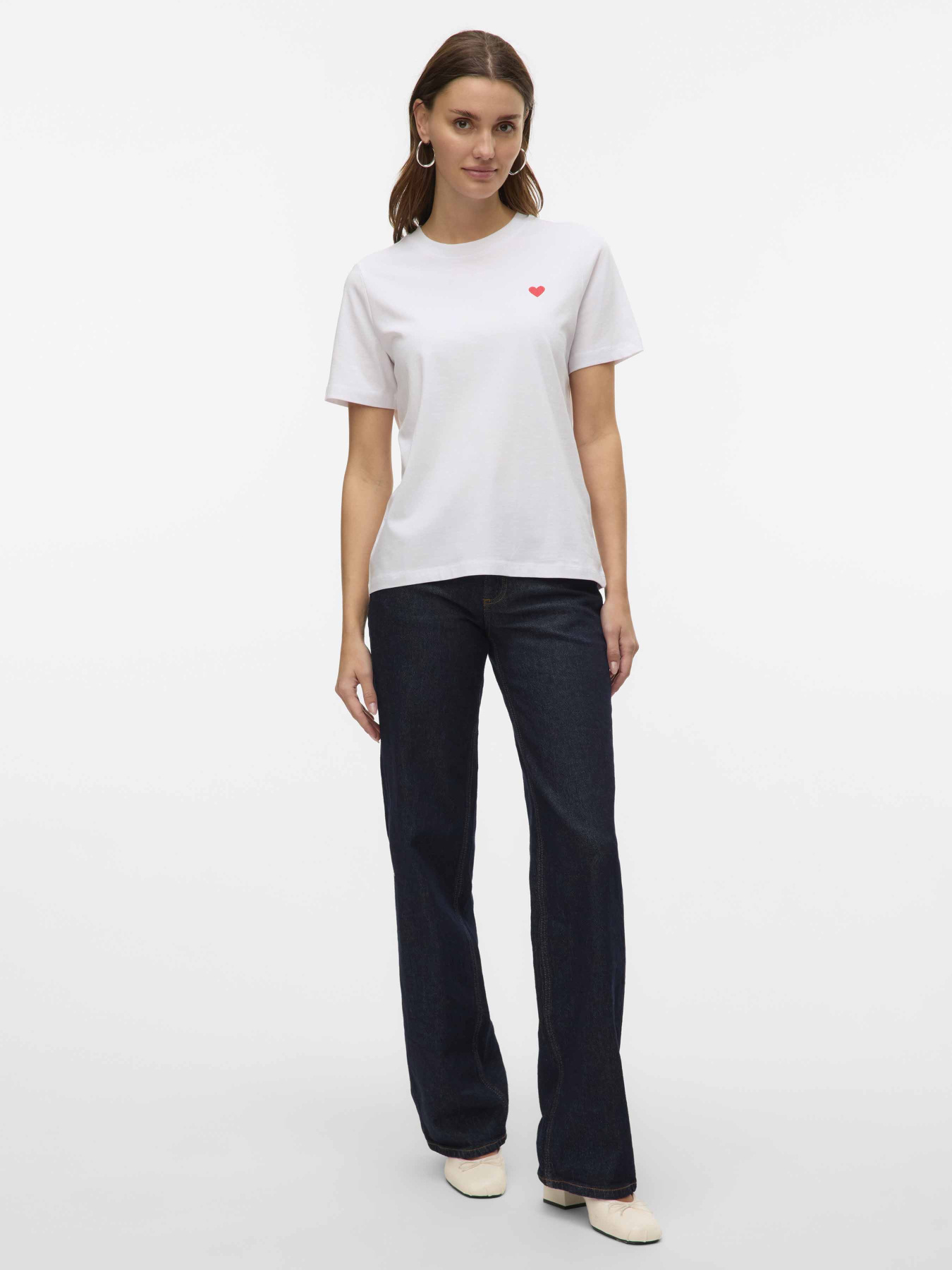 Футболка Vero Moda модель 10316991_Bright White Red Heart Футболка Vero Moda модель 10316991_Bright White Red Heart Фото