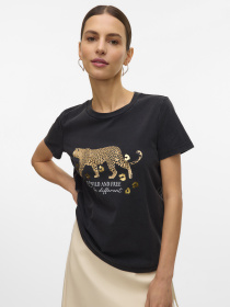 Футболка Vero Moda модель 10332807_Black ACID WASH W. GOLD TI Фото