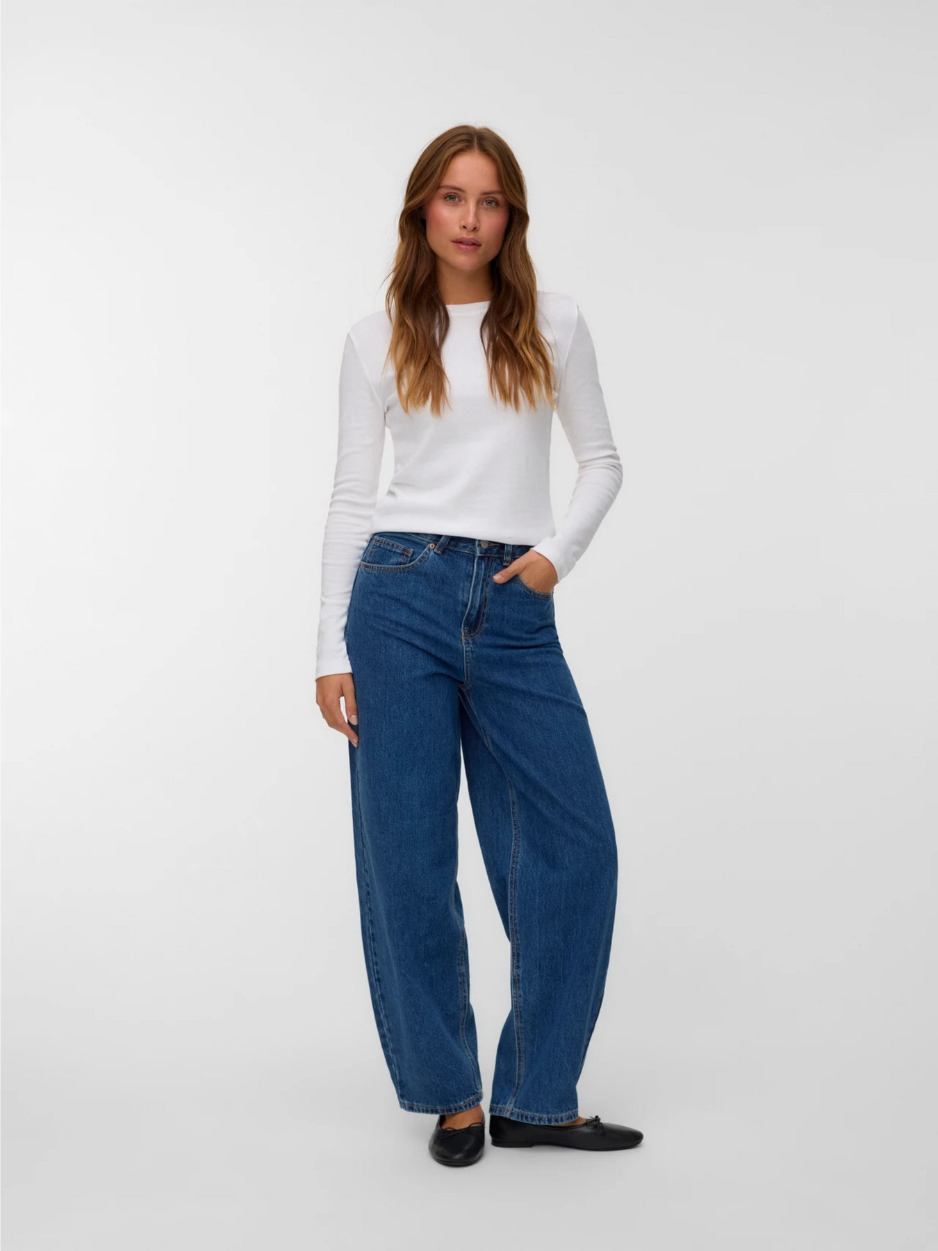 Широкі джинси Vero Moda модель 10337318_Medium Blue Denim Фото