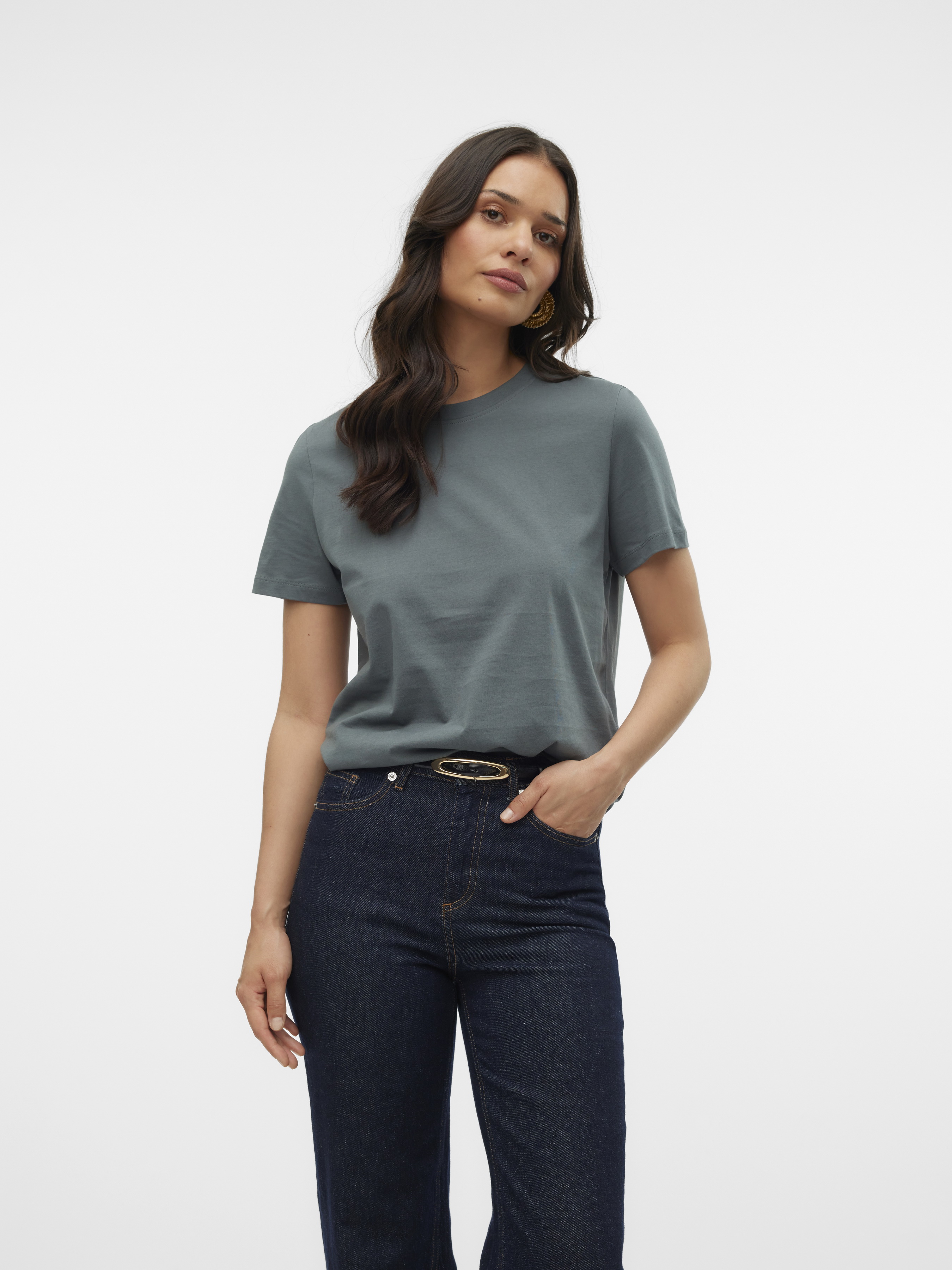Бавовняна Жіноча Футболка Vero Moda PAULINA SS T-SHIRT (VMW720) колір зелений