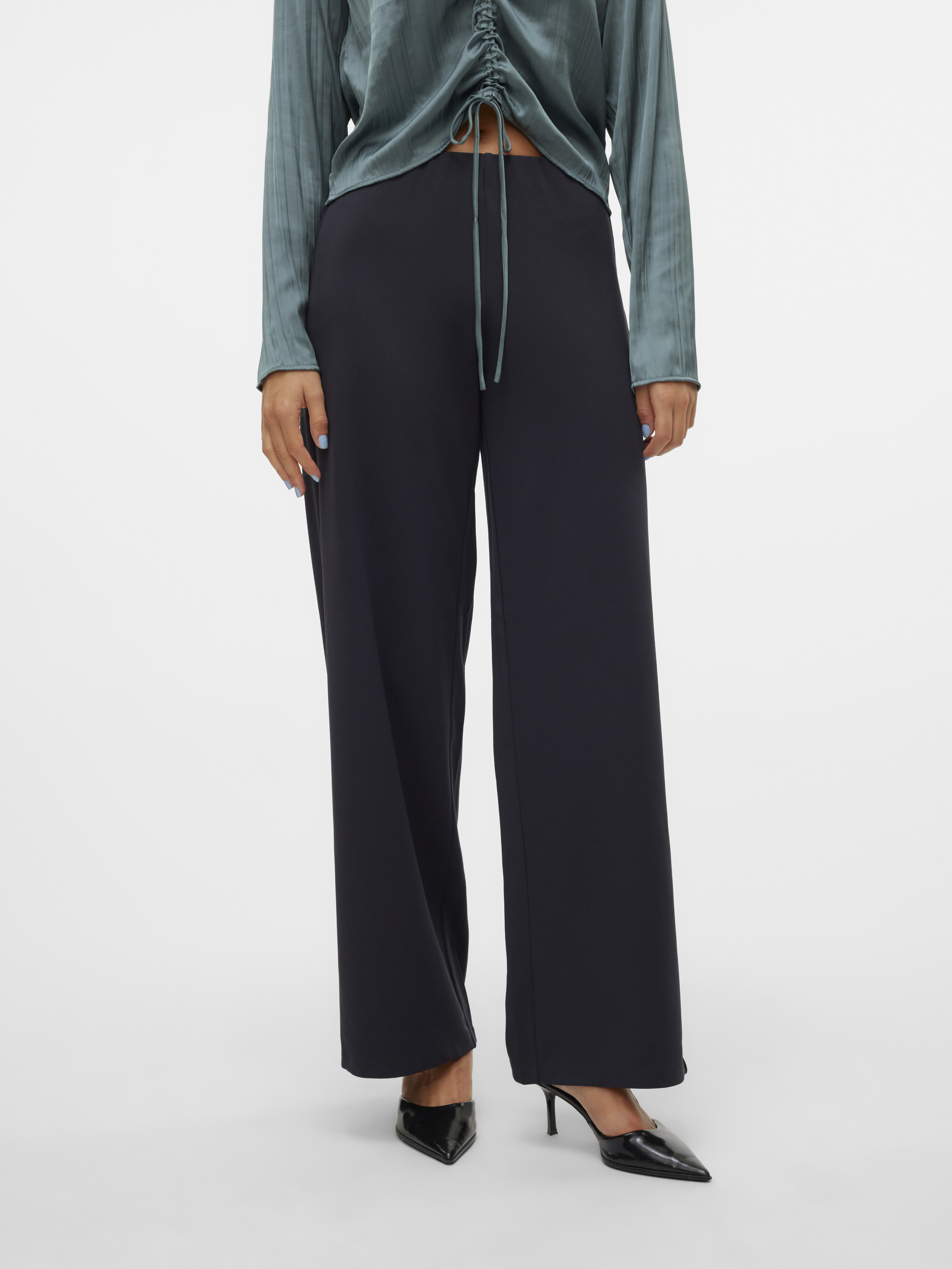 Жіночі Повсякденні штани Vero Moda BERLIN ZAMIRA MW WIDE PANT (VMW725) колір темно-сірий, матеріал поліестер
