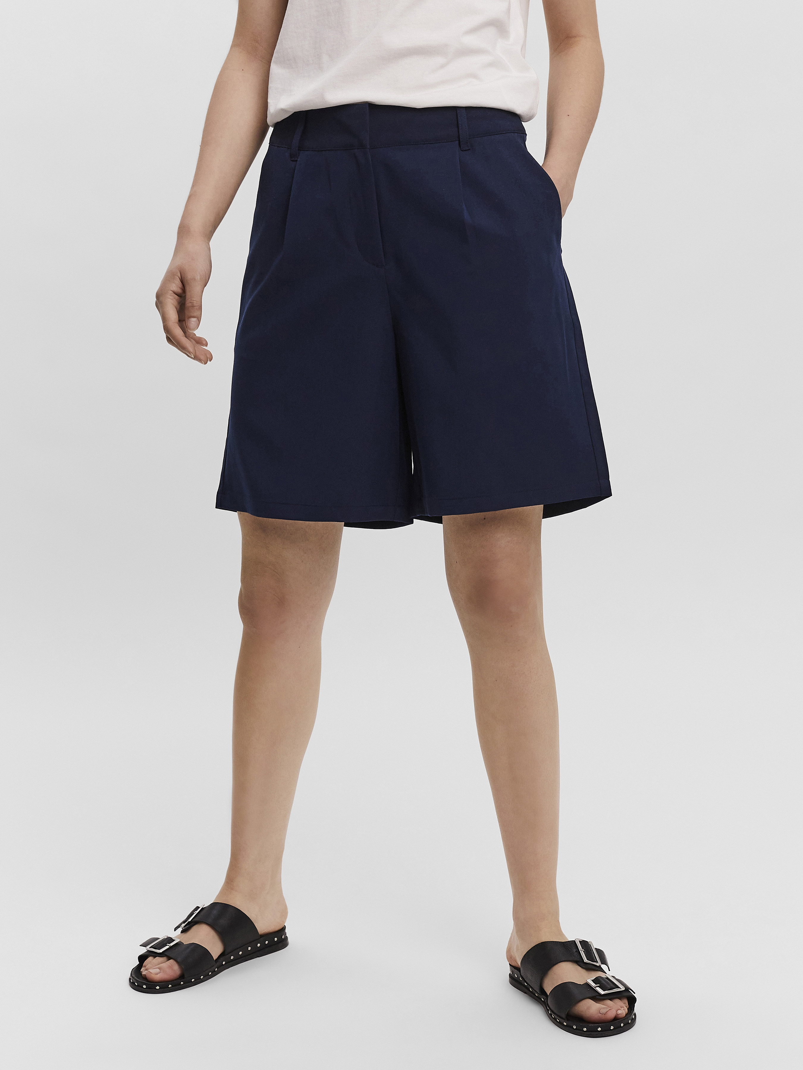 Жіночі Повсякденні шорти Vero Moda ZELDA HW LOOSE SHORTS (VMW738) колір темно-синій, матеріал поліестер/віскоза