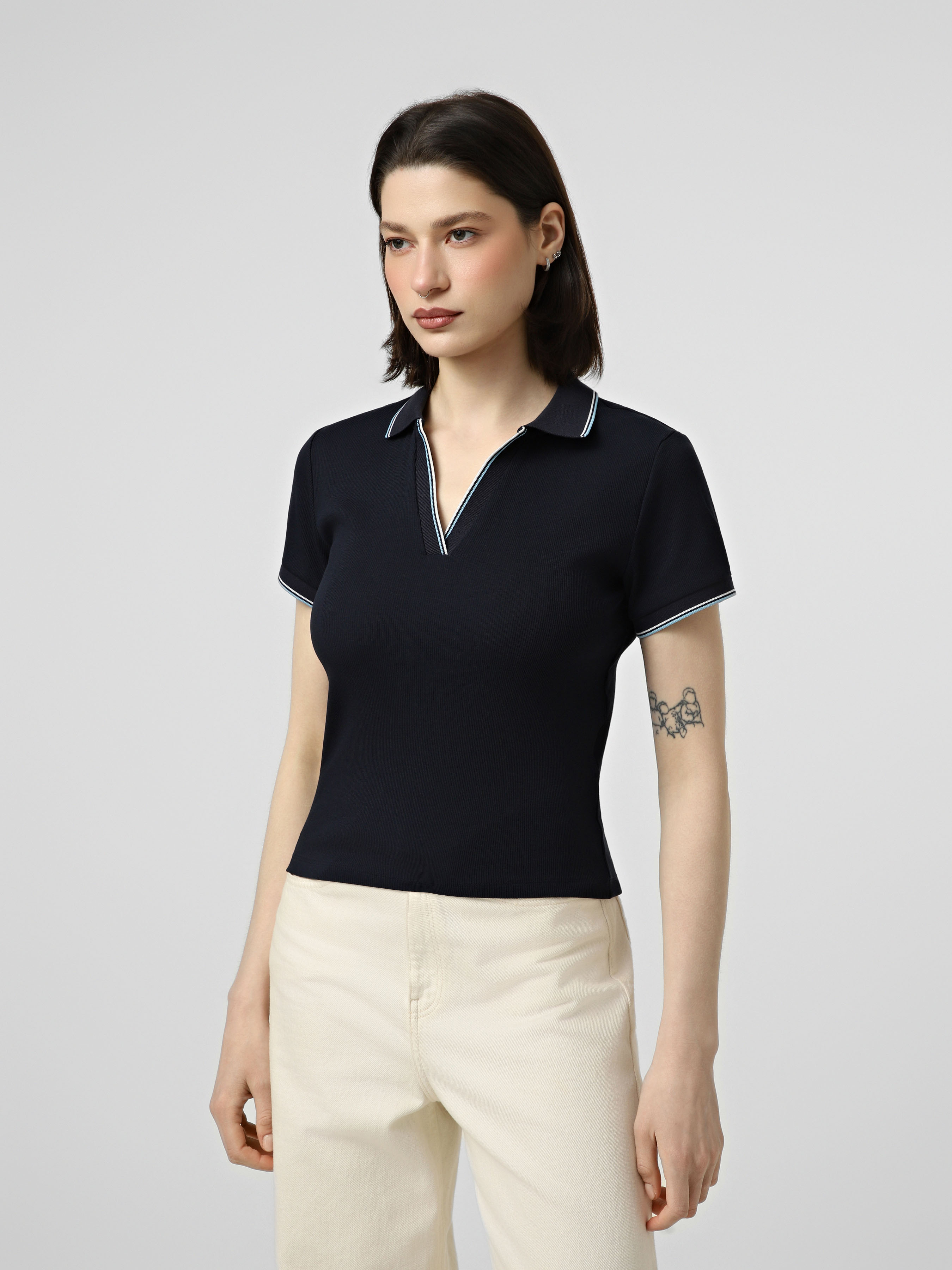 Жіноче Поло Vero Moda CHLOE SHORT POLO (VMW748) колір темно-синій, матеріал бавовна/еластан
