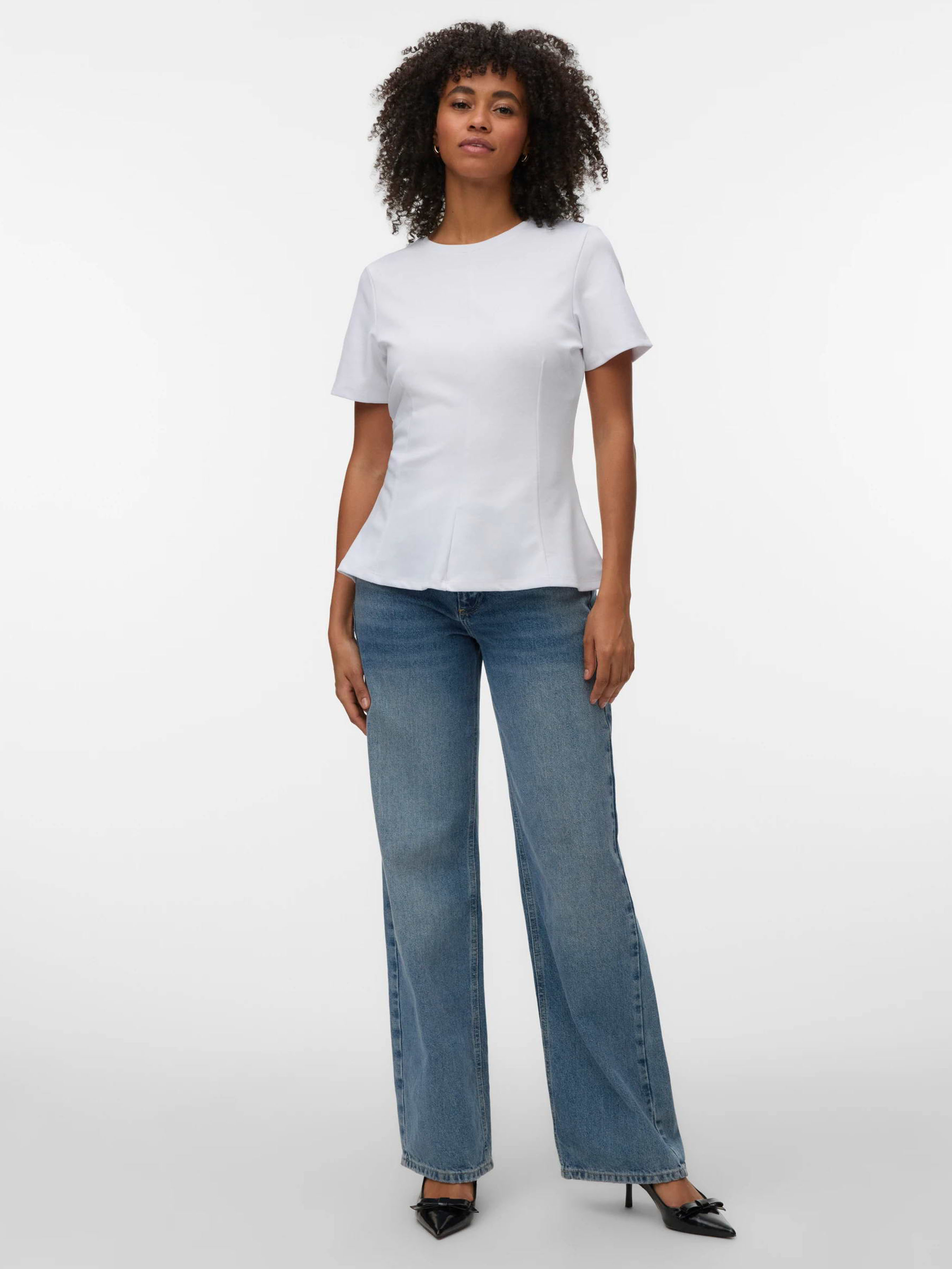 Жіноча Футболка Vero Moda ABBY SS PEPLUM TOP (VMW749) колір білий, матеріал поліестер/віскоза