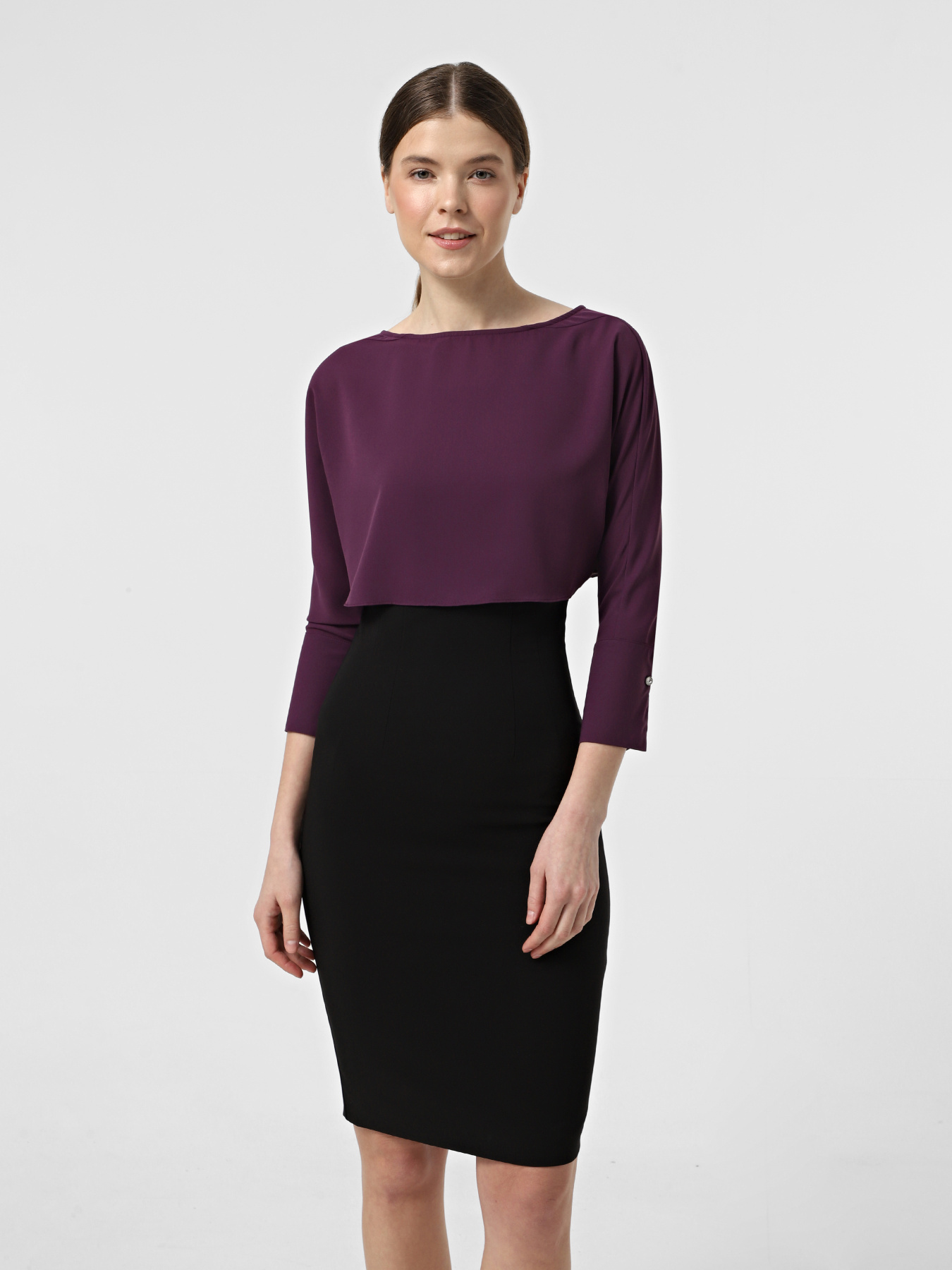 Платье миди Vero Moda модель 31637C507092_фіолетовий з чорним Фото