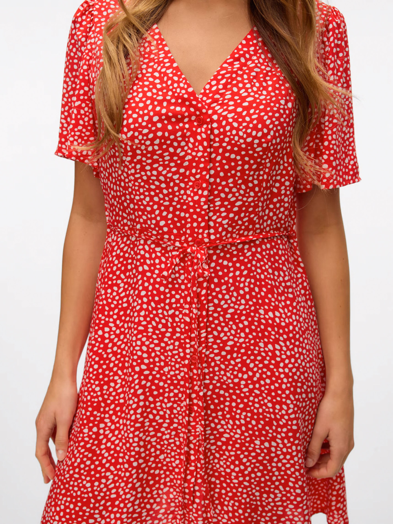 Платья Vero Moda ALBA SS SHORT DRESS модель 10292845_Fiery Red Joey Dot Фото