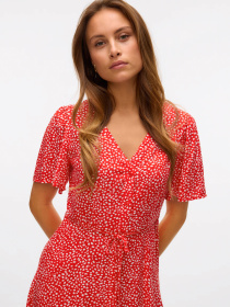 Платья Vero Moda ALBA SS SHORT DRESS модель 10292845_Fiery Red Joey Dot Фото