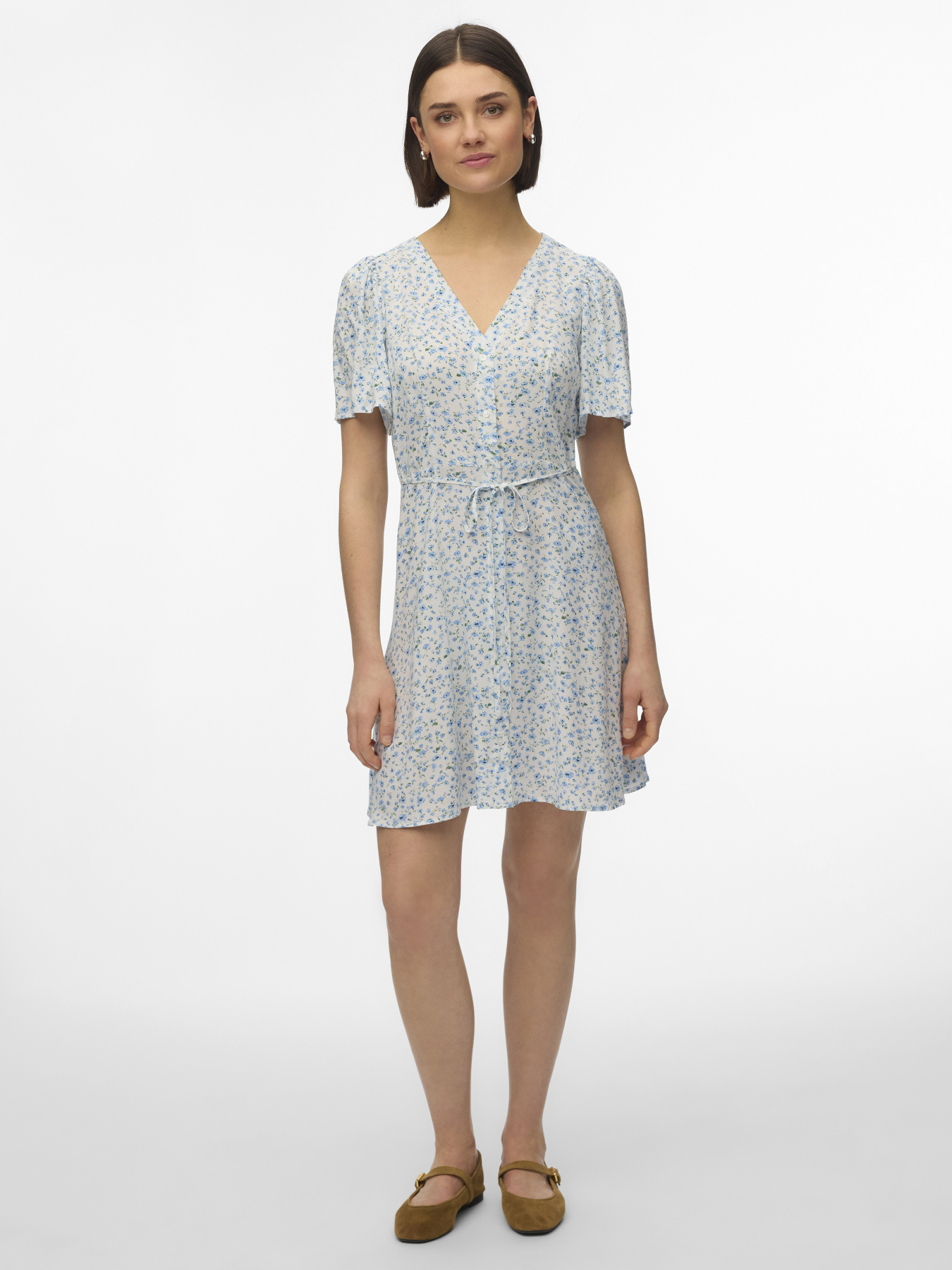 Платья Vero Moda ALBA SS SHORT DRESS модель 10292845_Snow White Blue Brooke Фото