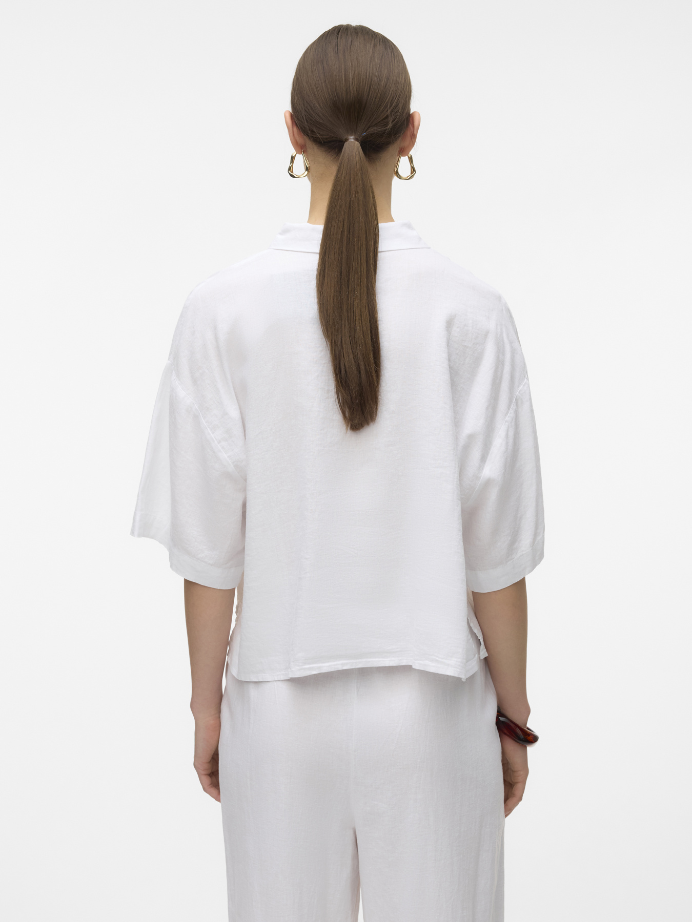 Рубашки Vero Moda LINN 2/4 SHORT SHIRT модель 10306820_Snow White Фото