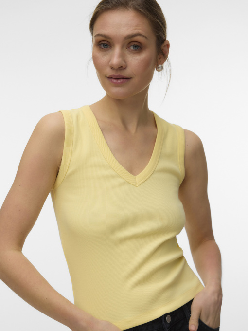 Футболки и поло Vero Moda CHLOE SHORT DEEP V-NECK TOP модель 10342916_Lemon Meringue Фото