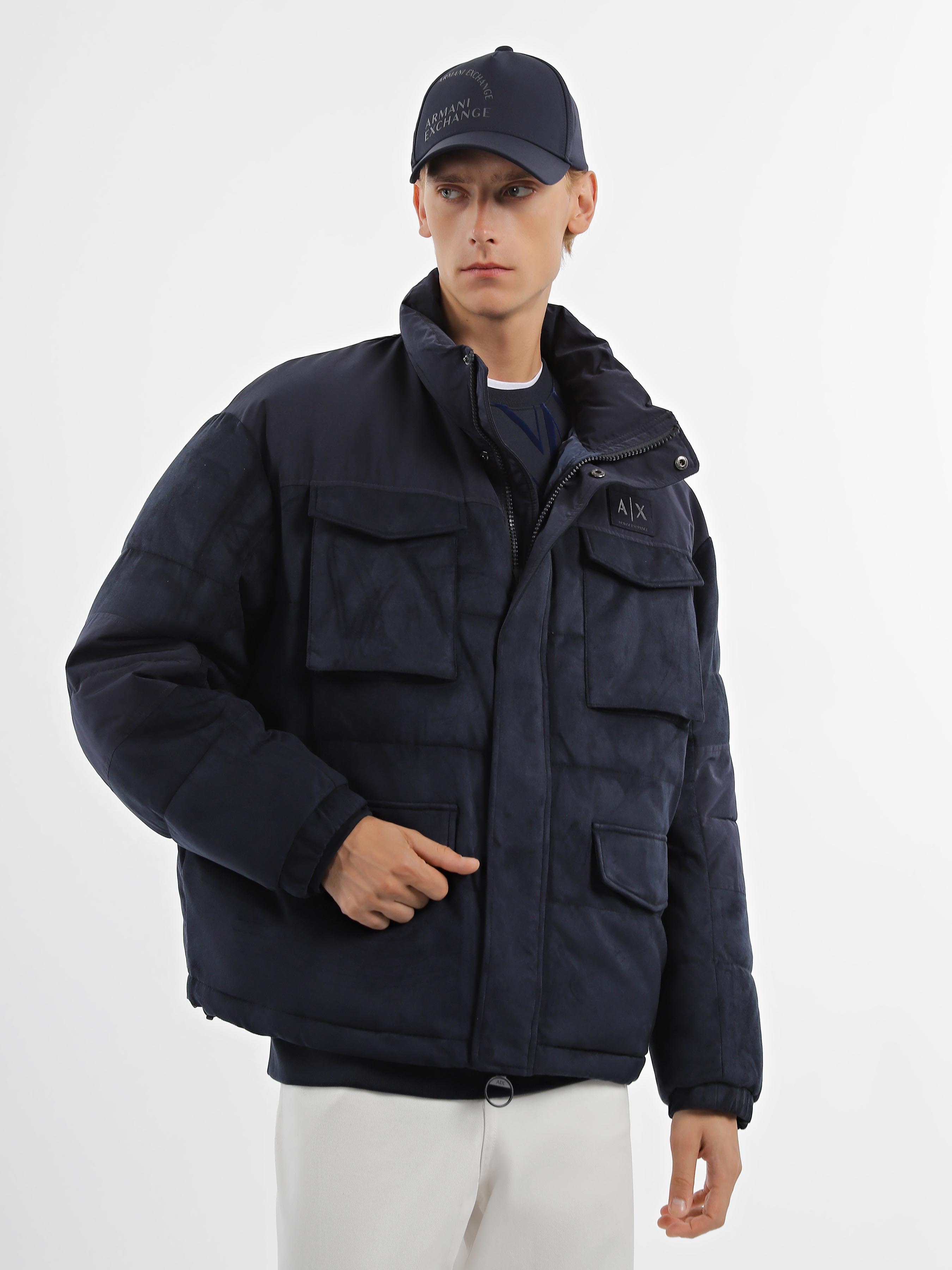 Чоловіча Зимова куртка Armani Exchange  (WH4001) колір синій, матеріал поліестер