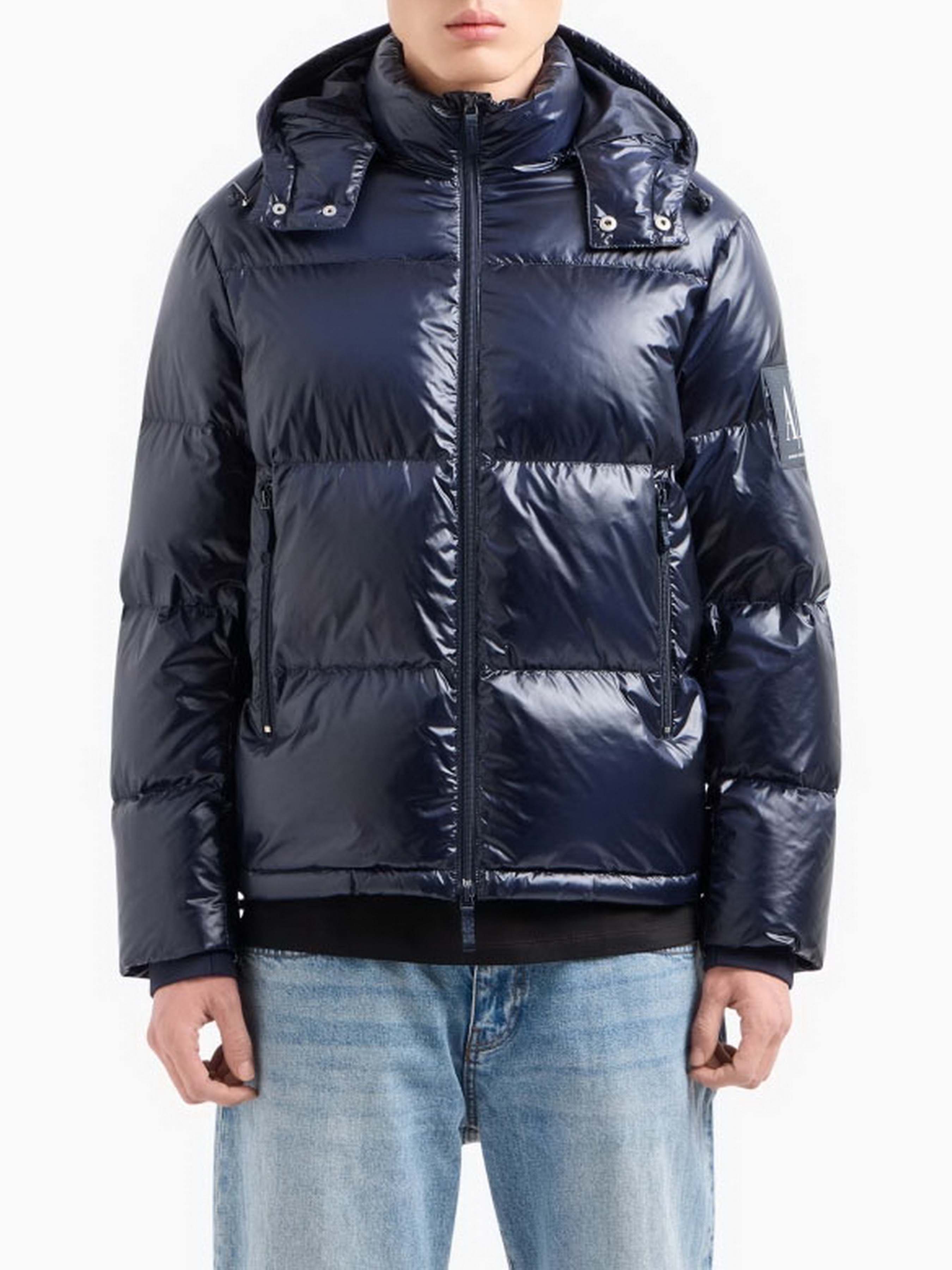 Чоловічий Пуховик Armani Exchange  (WH4529) колір темно-синій, матеріал поліамід