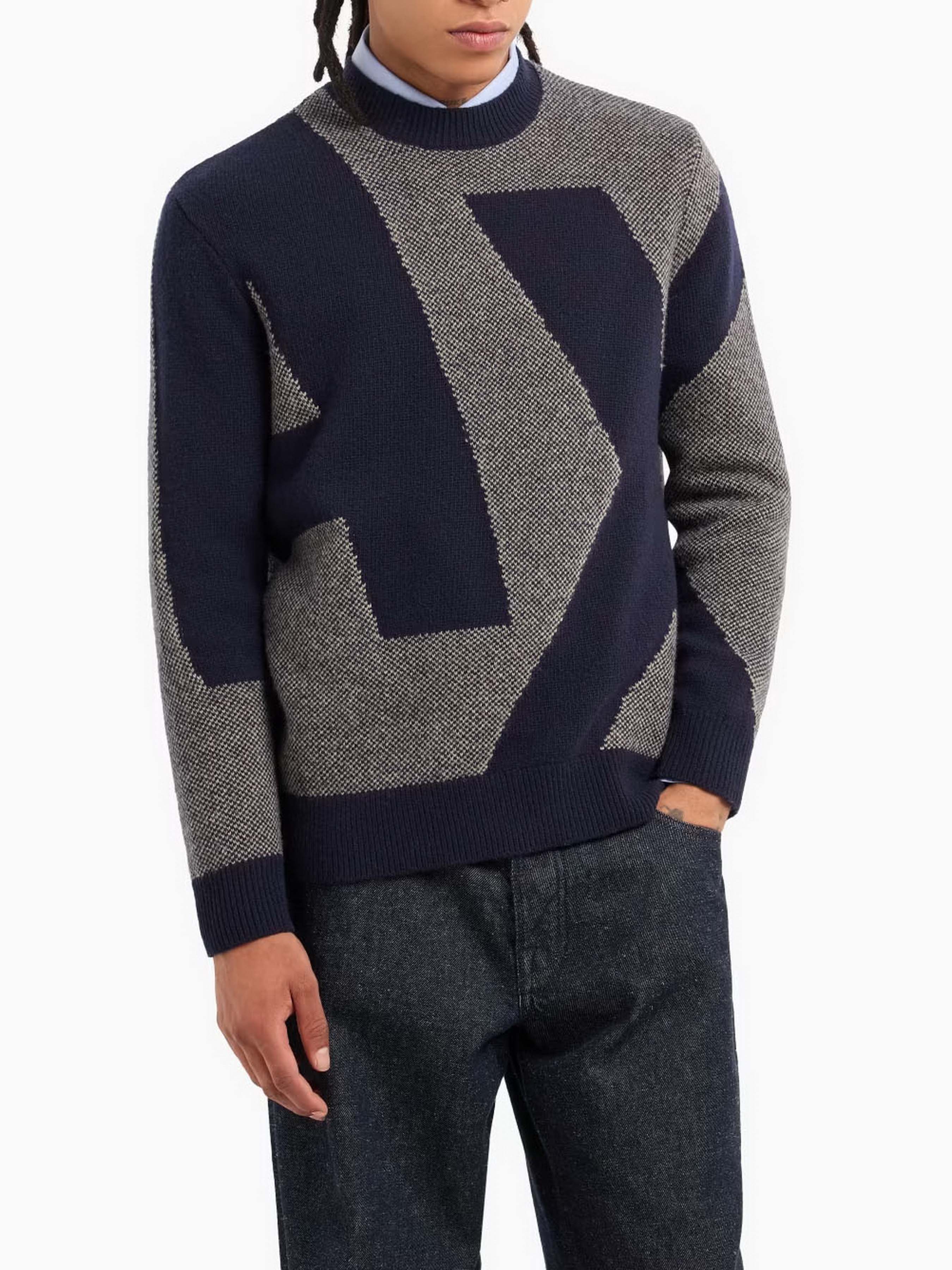 Вовняний Чоловічий Джемпер Armani Exchange  (WH4574) колір темно-синій