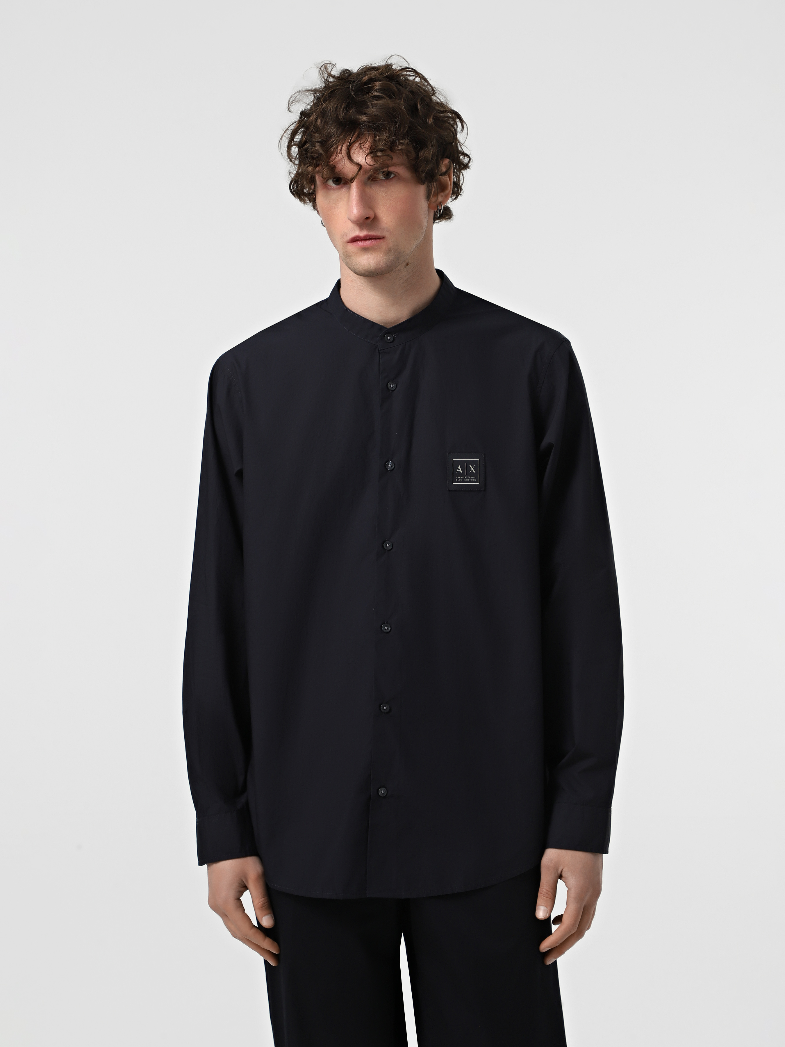 Бавовняна Чоловіча Сорочка повсякденна Armani Exchange  (WH4697) колір темно-синій