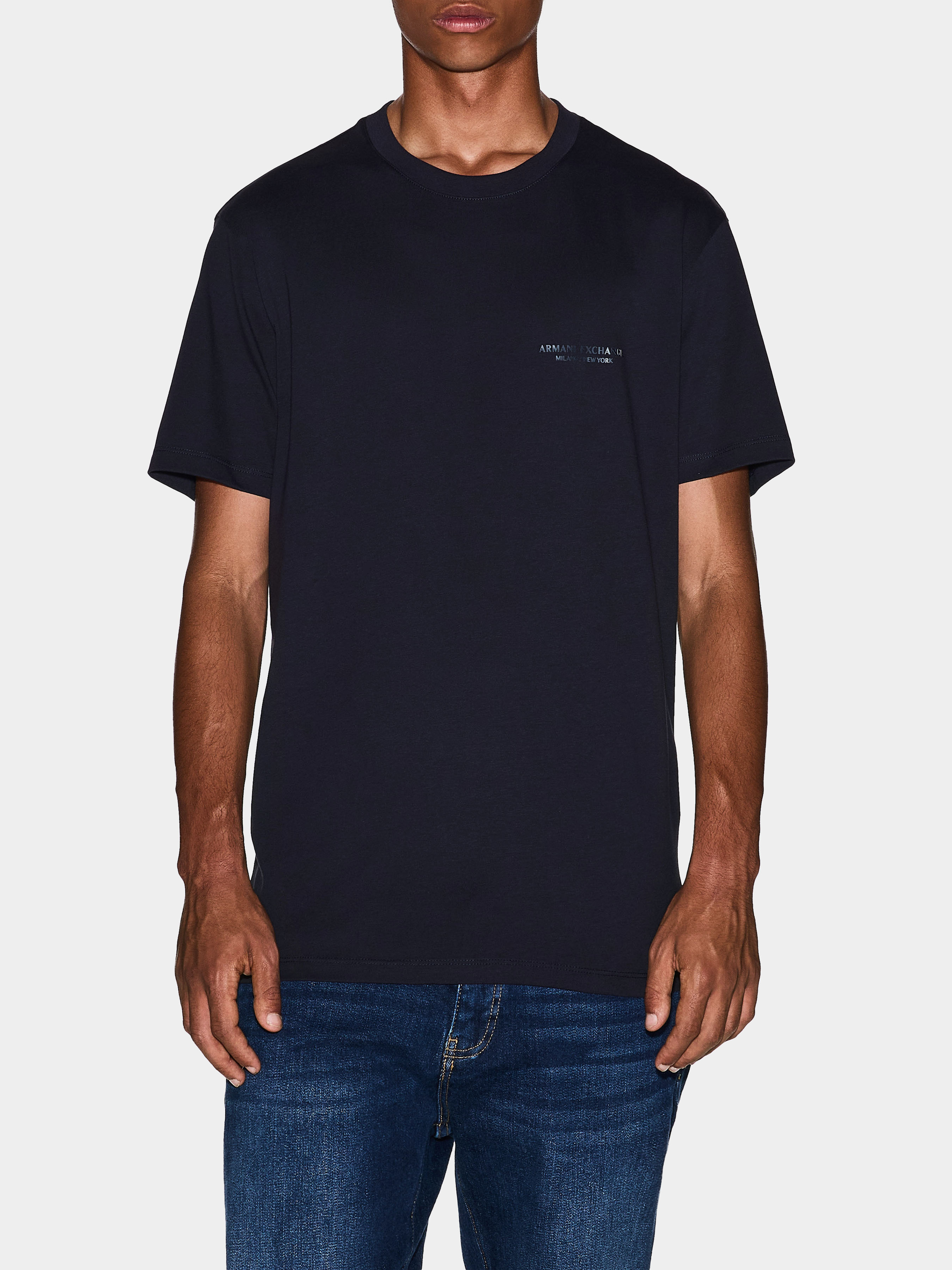 Бавовняна Чоловіча Футболка Armani Exchange  (WH4964) колір темно-синій