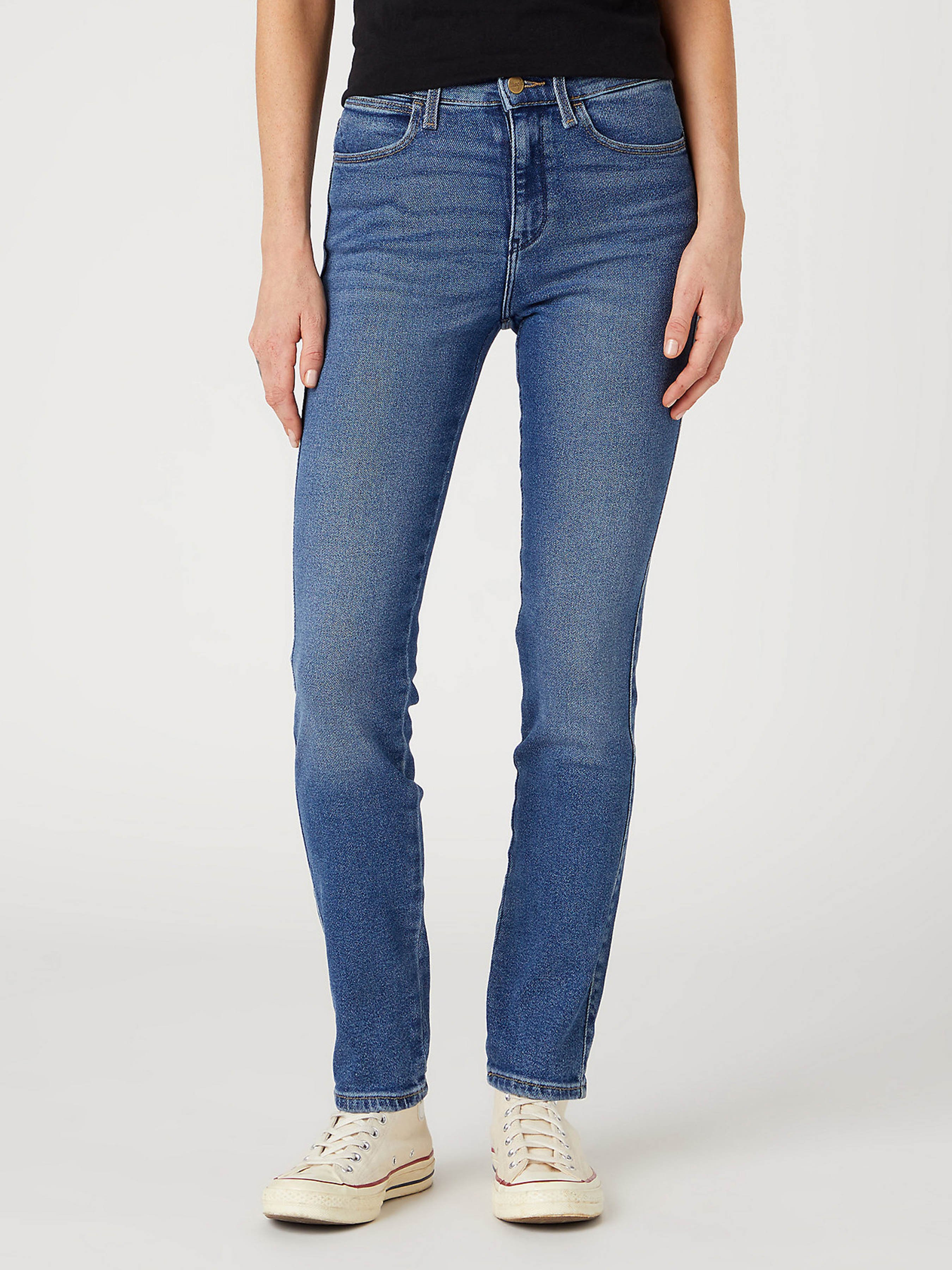Бавовняні Жіночі Прямі джинси Wrangler Slim (WRA655) колір джинс
