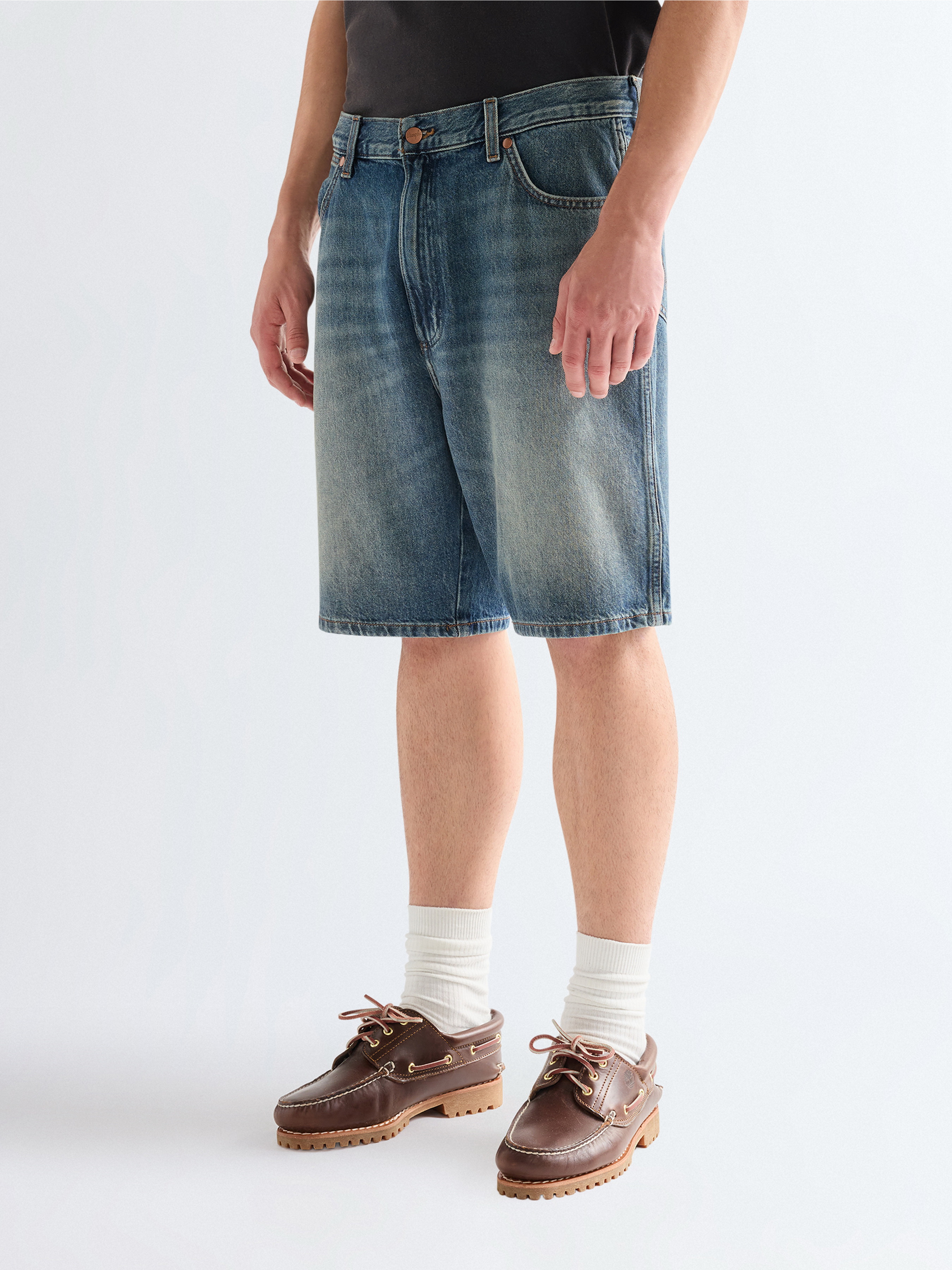 Бавовняні Чоловічі Джинсові шорти Wrangler COWBOY SHORTS (WRA844) колір сіро-синій
