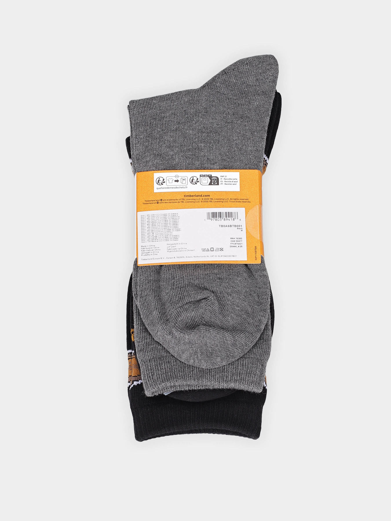 Набор носков Timberland All-Over Boot Print Crew модель TB0A6BTB001 Фото