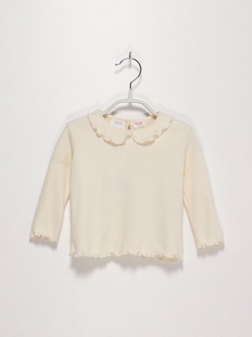 Лонгслів ZARA модель 0722/346/251_молочний Фото