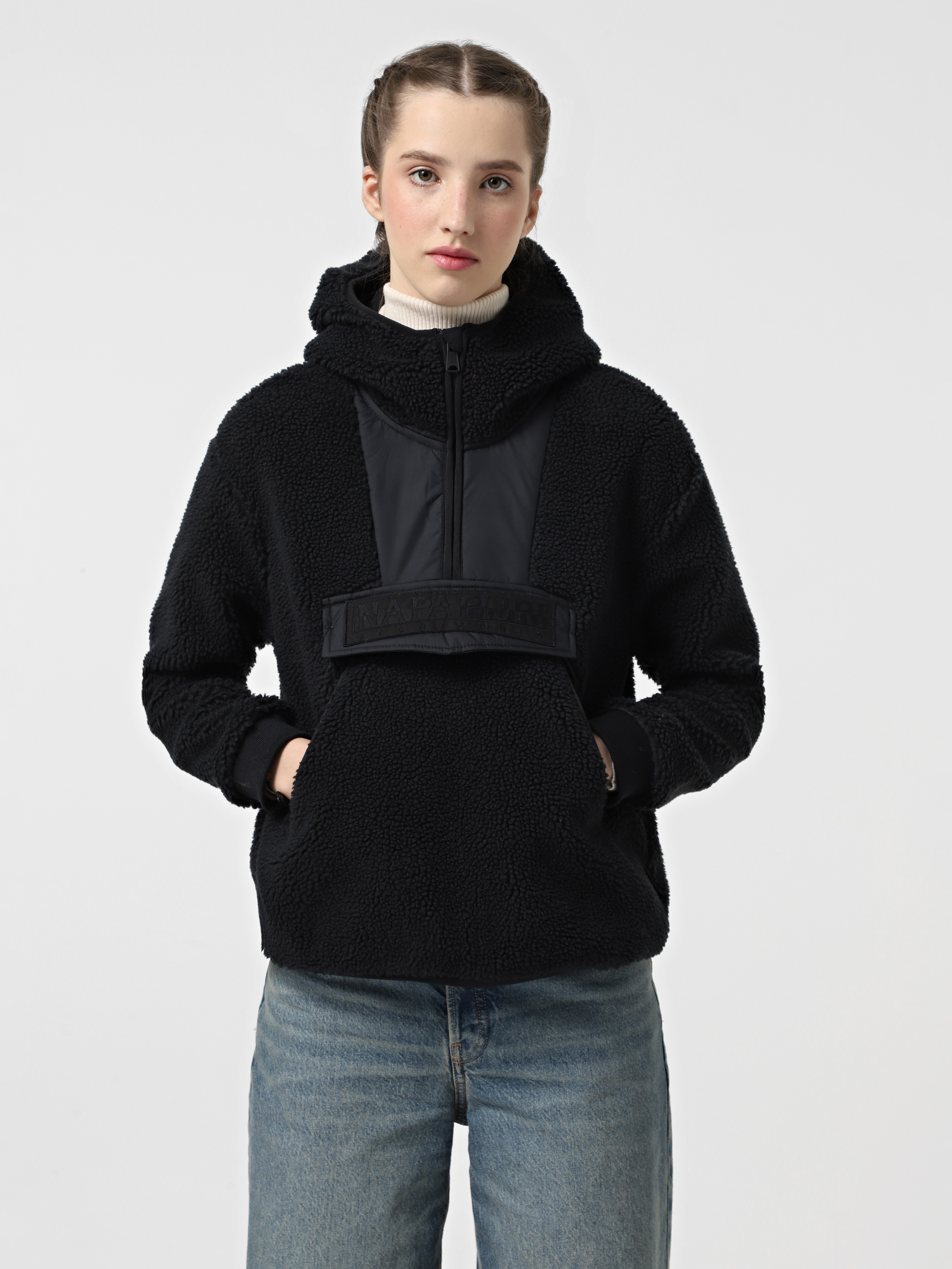 Жіноче Худі Napapijri T-SELINEZH (ZL1908) колір чорний, матеріал поліестер