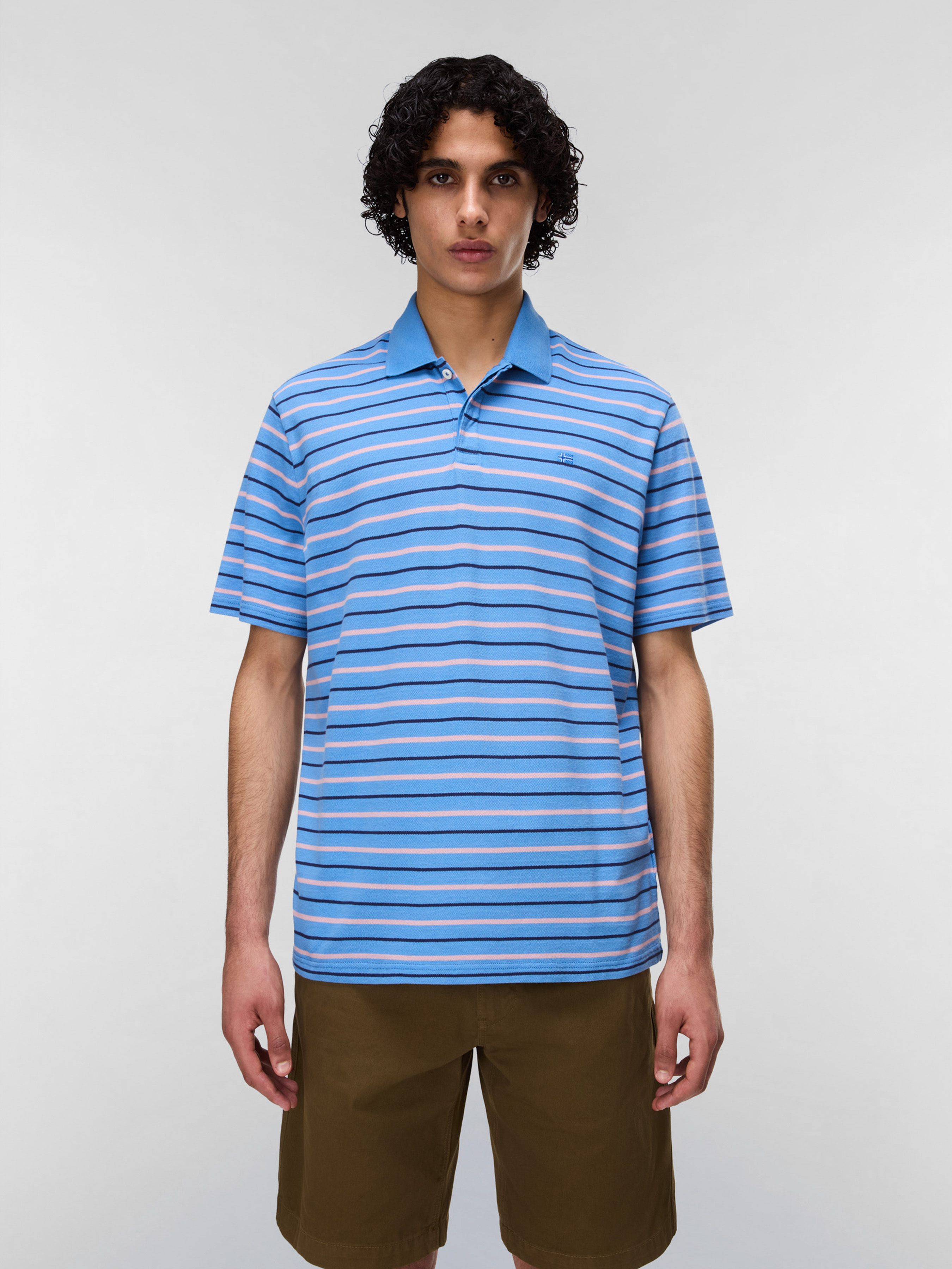 Чоловіче Поло Napapijri E-HIKARI (ZS4579) колір блакитний, матеріал бавовна/еластан