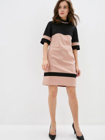 Платье мини ISSA Plus модель SA-11_blackbeige Фото