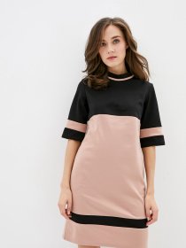 Платье мини ISSA Plus модель SA-11_blackbeige Фото