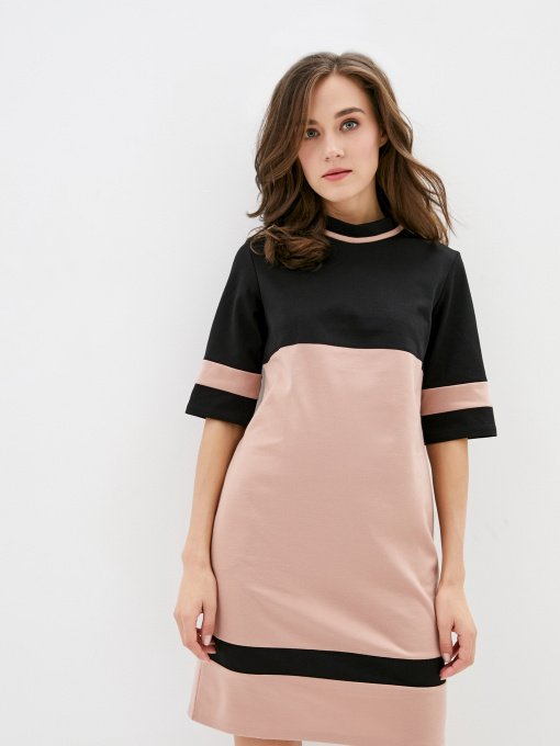 Платье мини ISSA Plus модель SA-11_blackbeige Фото