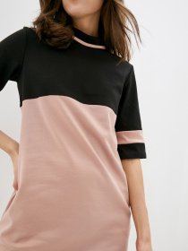 Платье мини ISSA Plus модель SA-11_blackbeige Фото