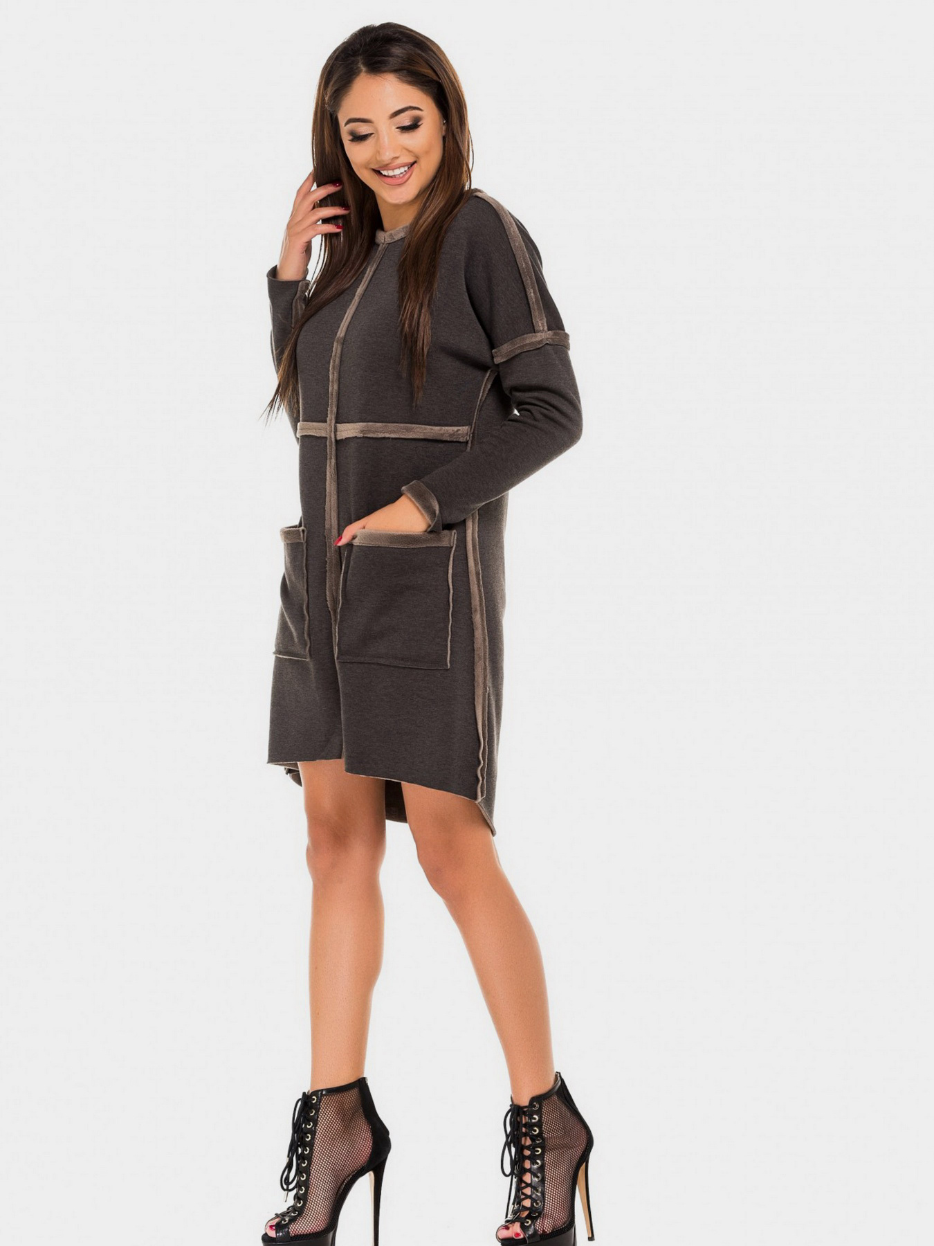 Платье мини ISSA Plus модель 9660_darkgray Фото