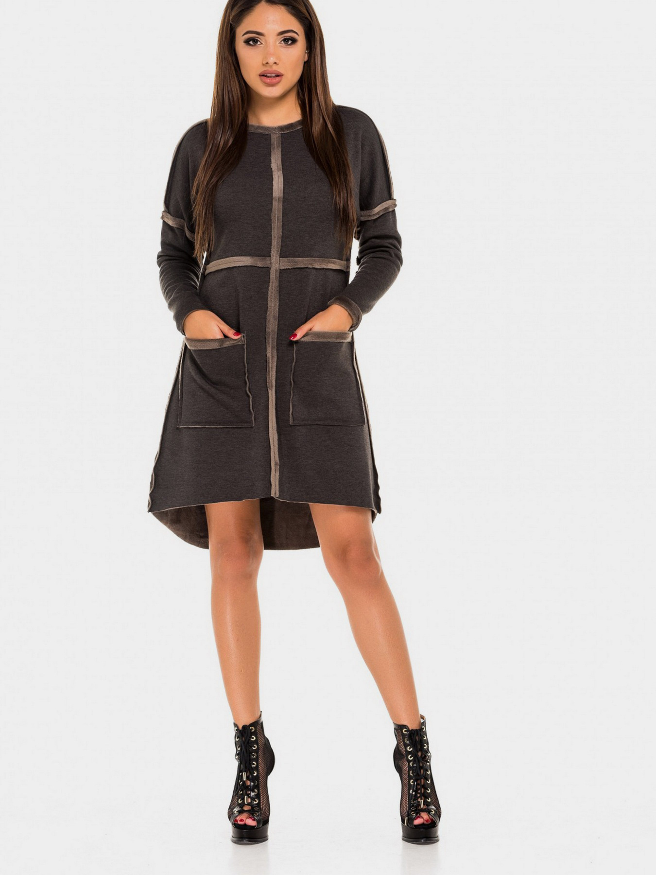 Сукня міні ISSA Plus модель 9660_darkgray Фото