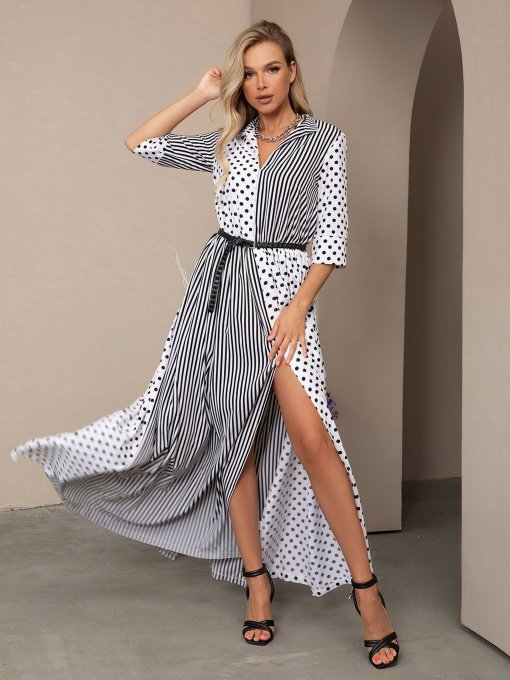 Платье макси ISSA Plus модель 12525_blackwhite Фото