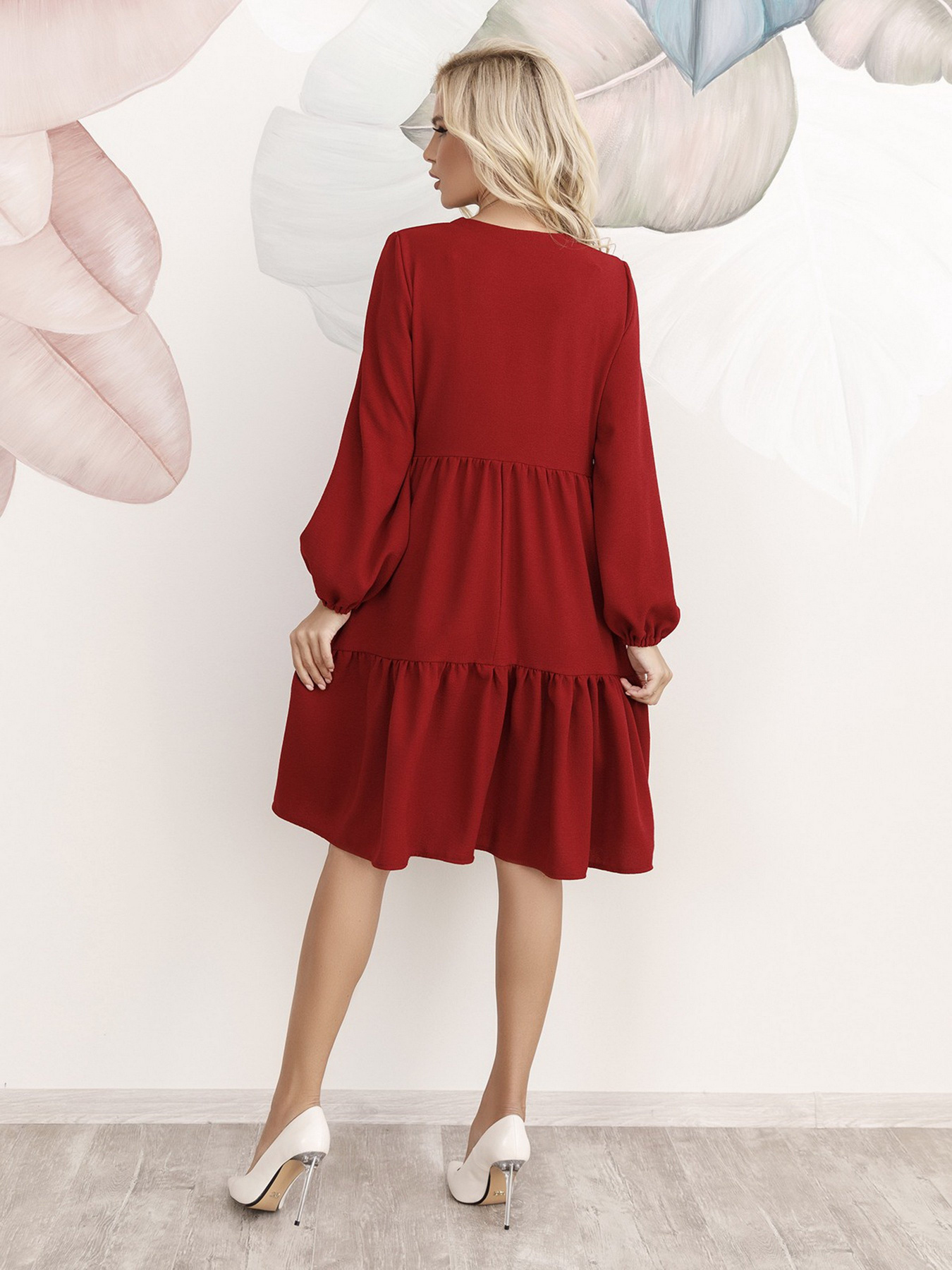 Платье мини ISSA Plus модель 12252_burgundy Фото