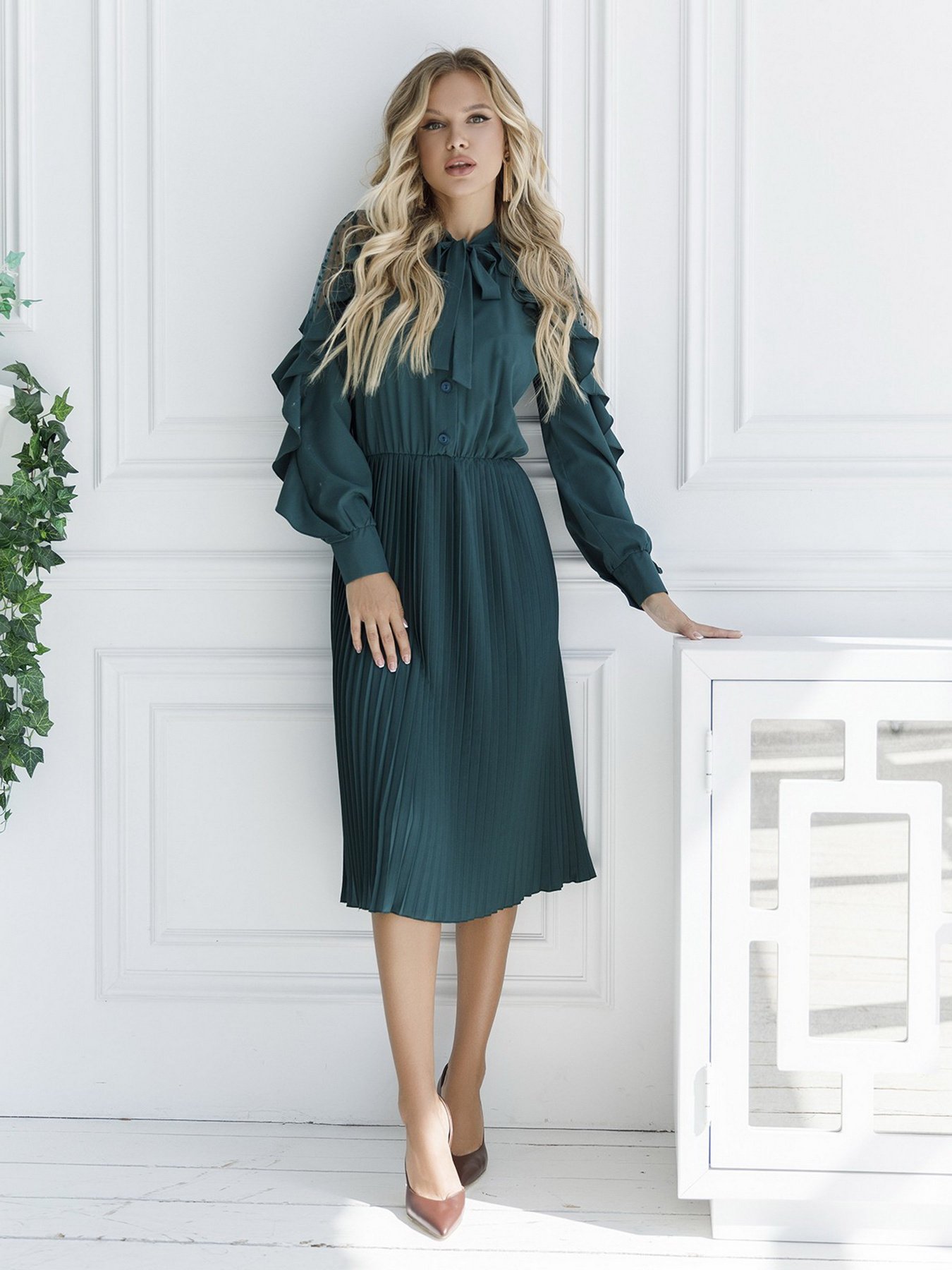 Платье миди ISSA Plus модель 12132_green Фото