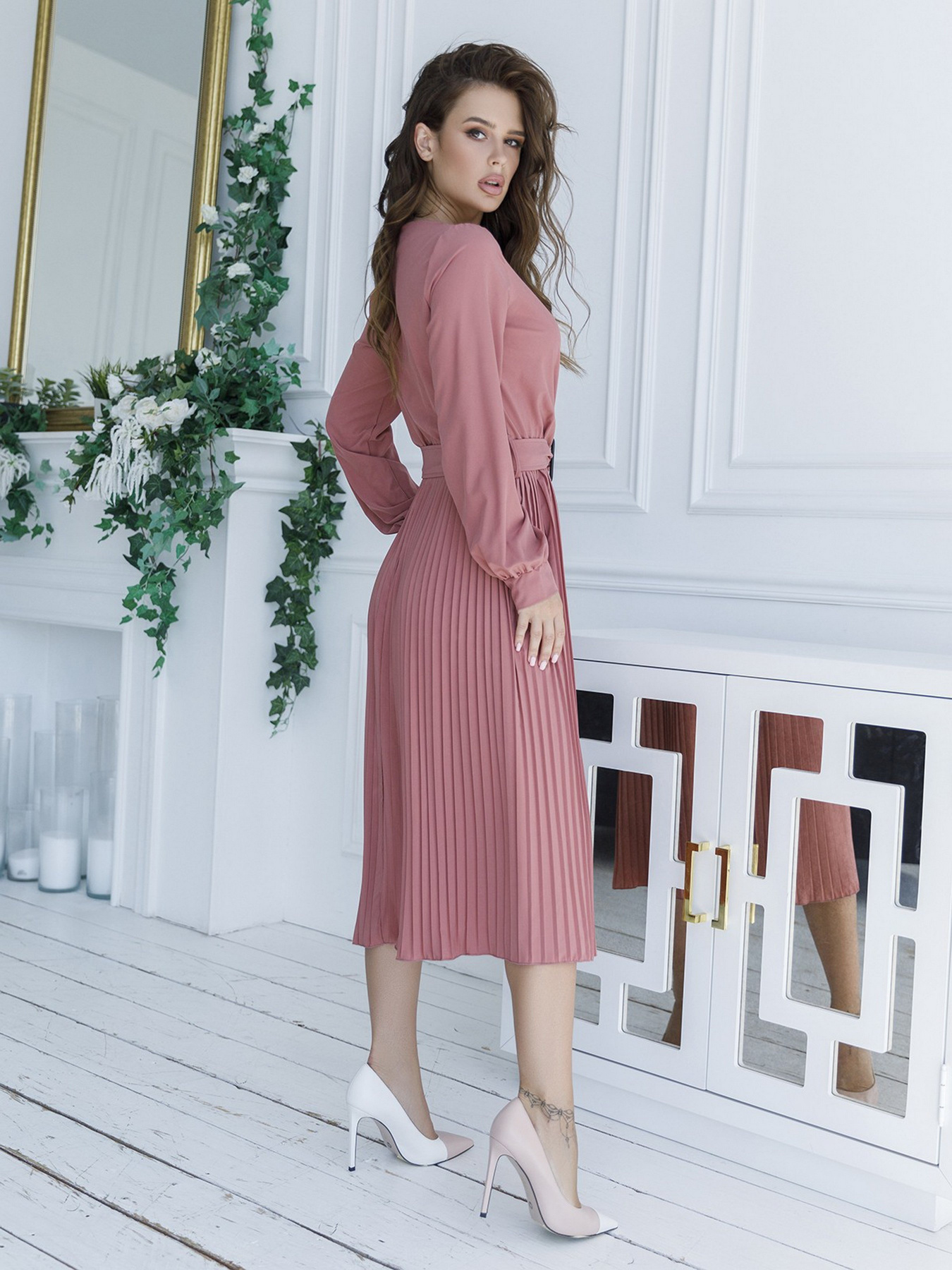 Сукня міді ISSA Plus модель 12121_darkpink Фото