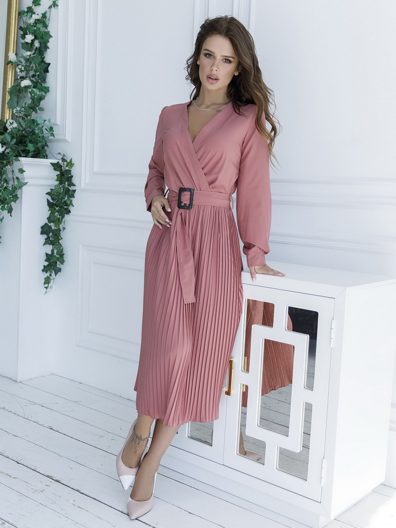 Сукня міді ISSA Plus модель 12121_darkpink Фото