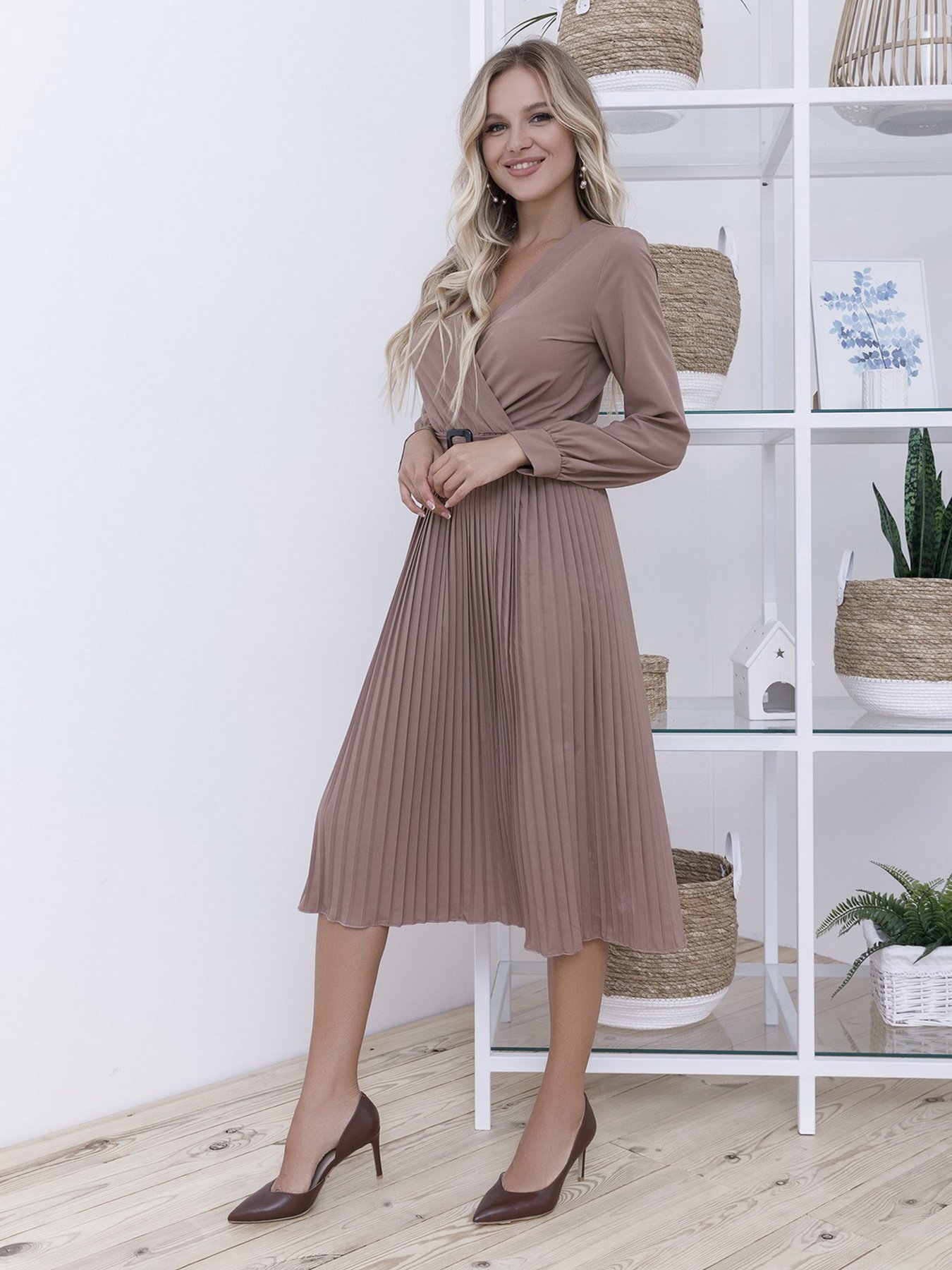 Платье миди ISSA Plus модель 12121_lightbrown Фото