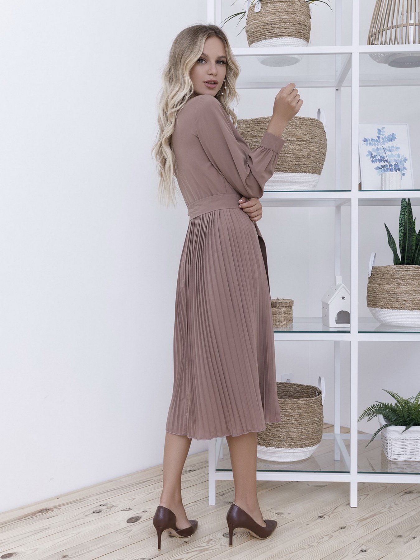 Платье миди ISSA Plus модель 12121_lightbrown Фото