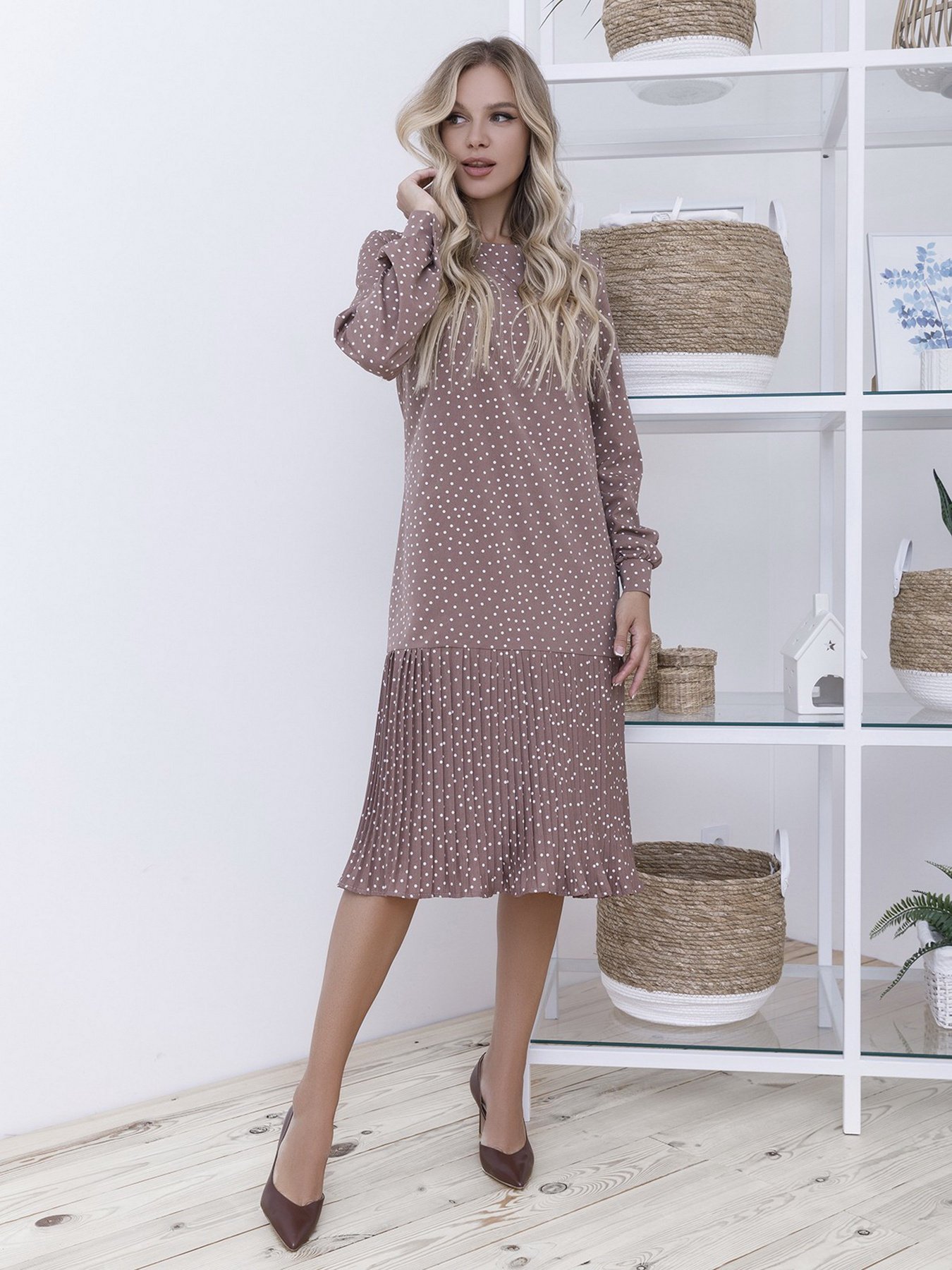 Платье миди ISSA Plus модель 12108_brown Платье миди ISSA Plus модель 12108_brown Фото