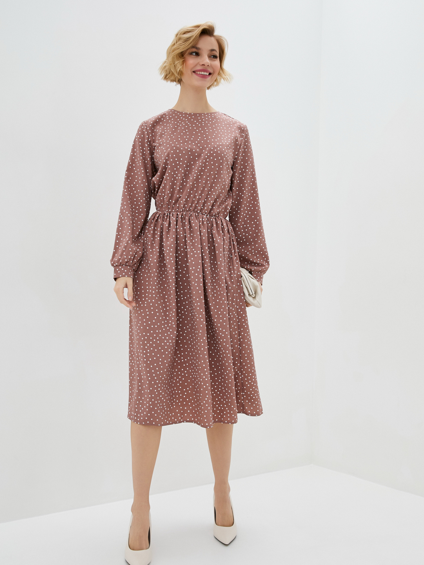 Платье миди ISSA Plus модель 12093_lightbrown Платье миди ISSA Plus модель 12093_lightbrown Фото