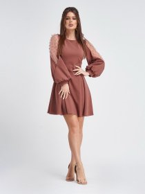 Платье мини ISSA Plus модель 11254_бежевый Фото