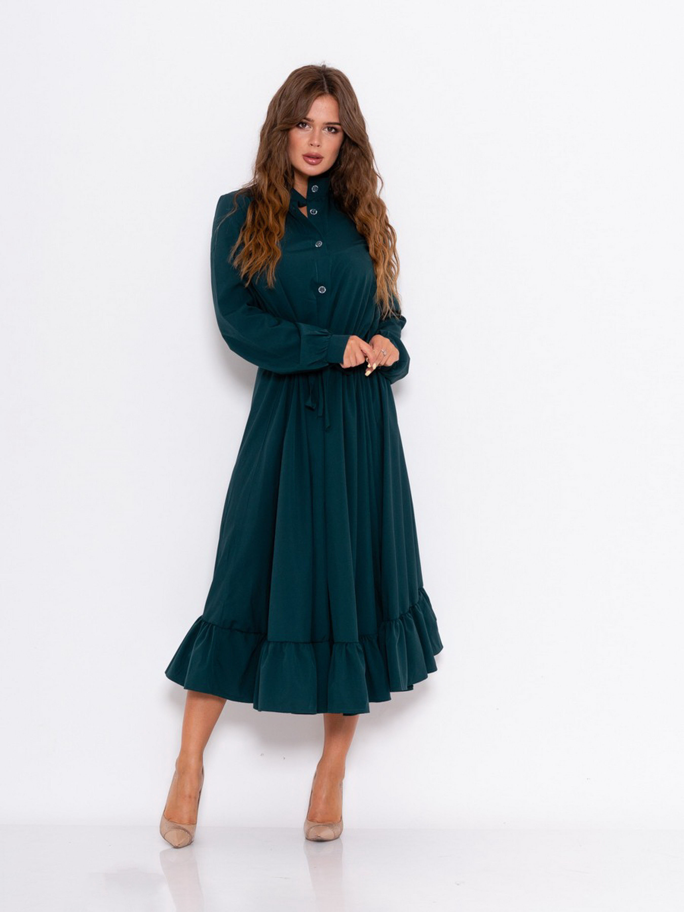 Платье миди ISSA Plus модель 10994_зеленый Фото